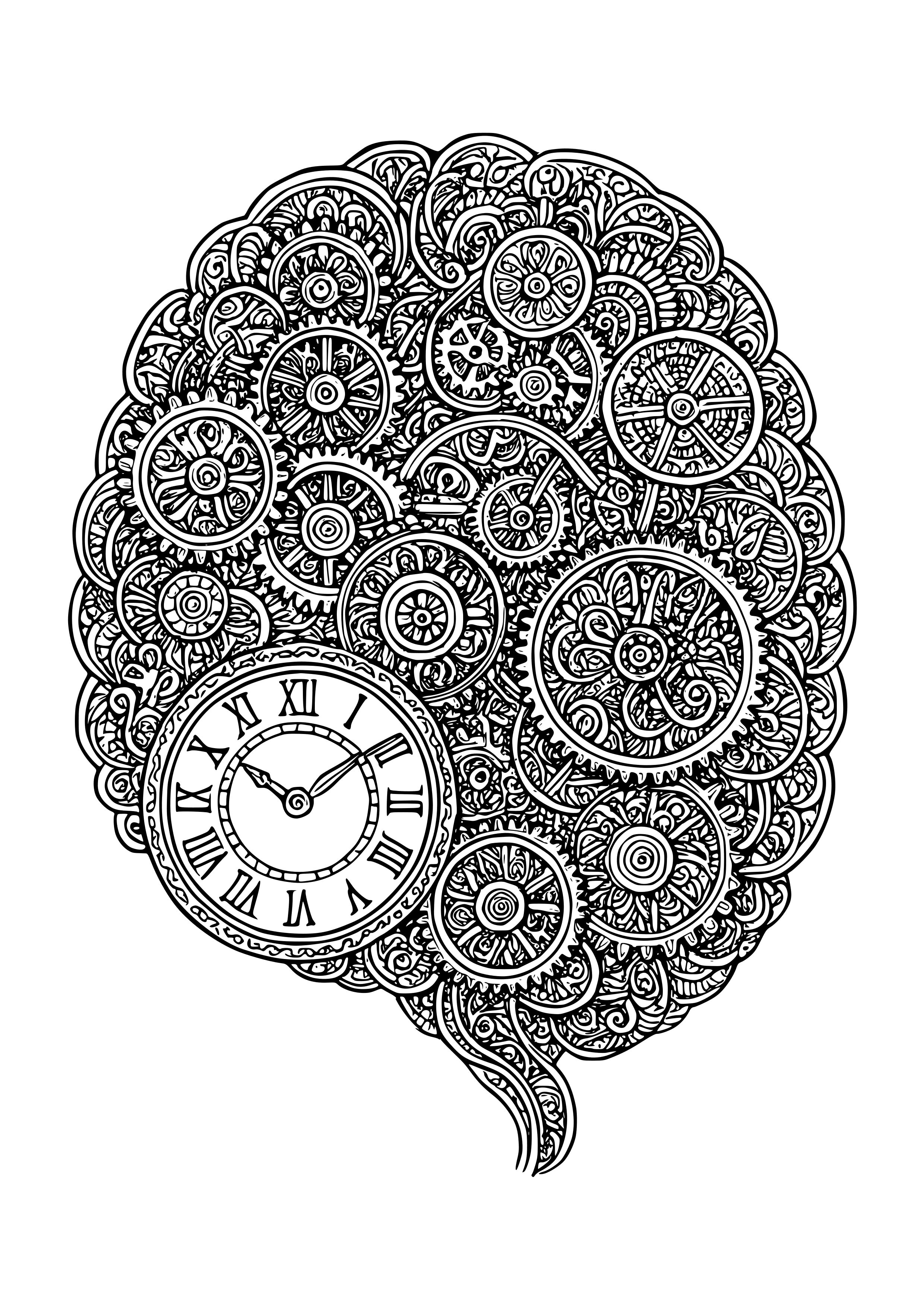 Detailed Clockwork Mechanisms Representing Time and Memory Coloring…