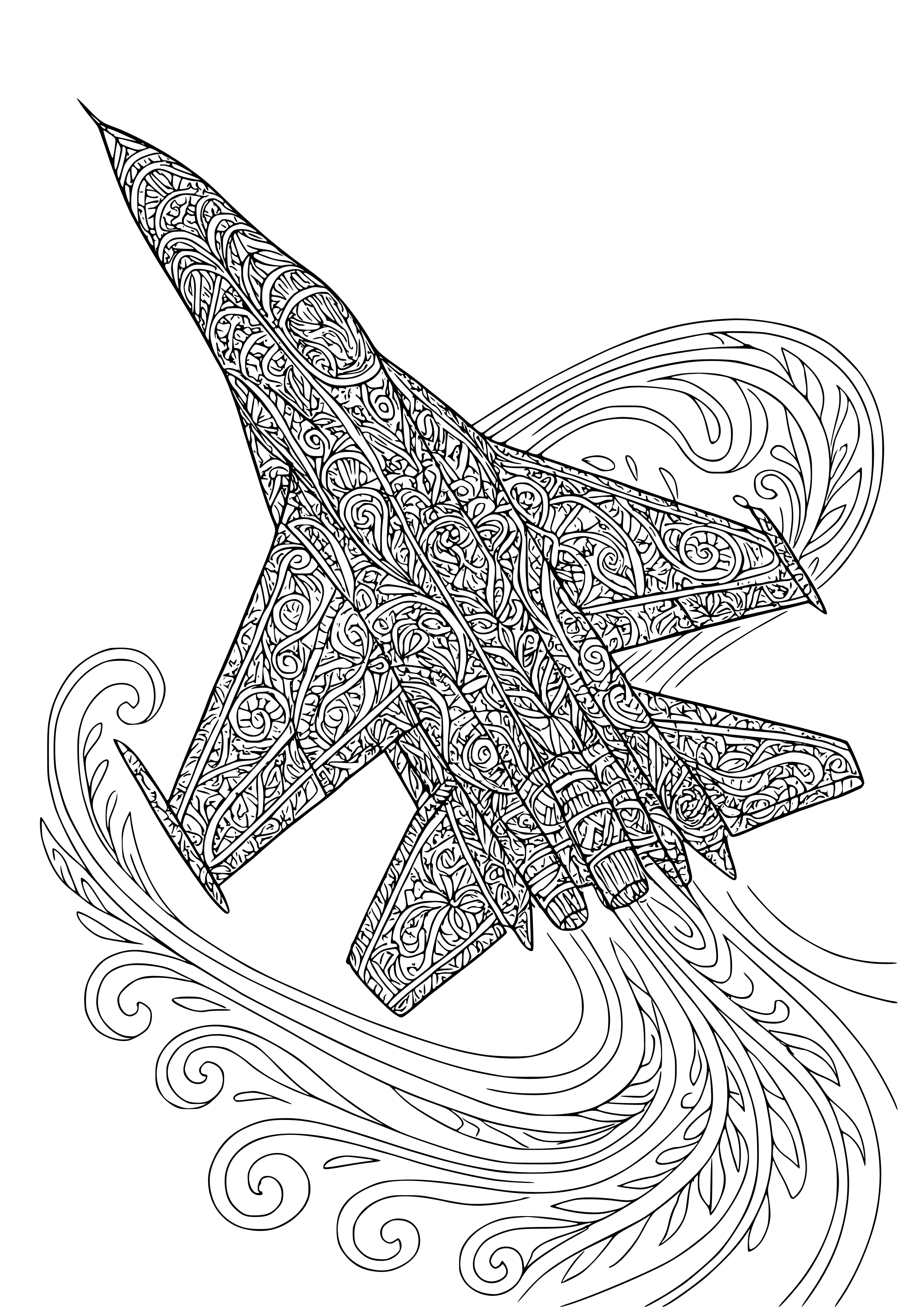 Detailed Fighter Jet Maneuvering Coloring Page