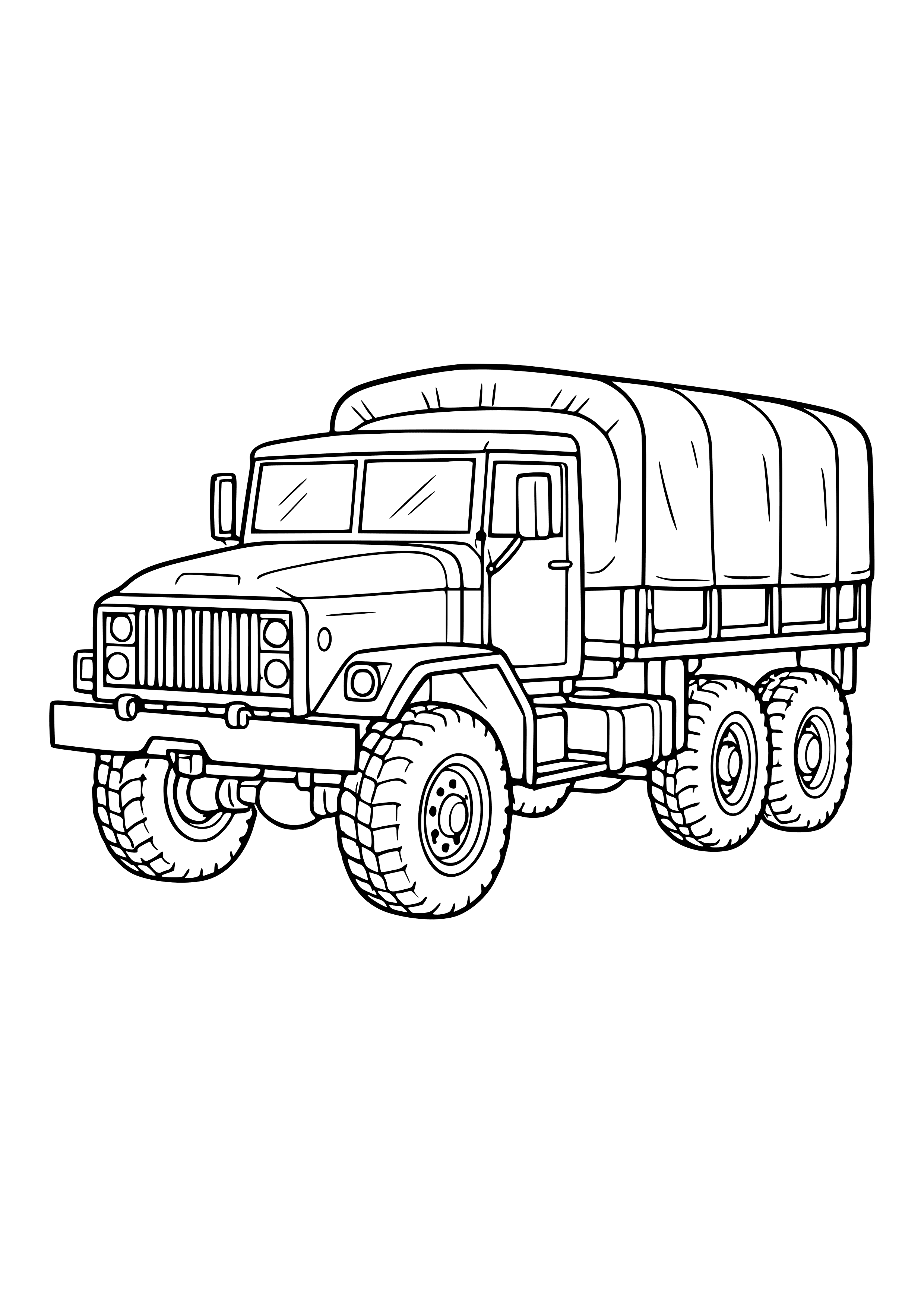 Detailed Military Truck Coloring Page