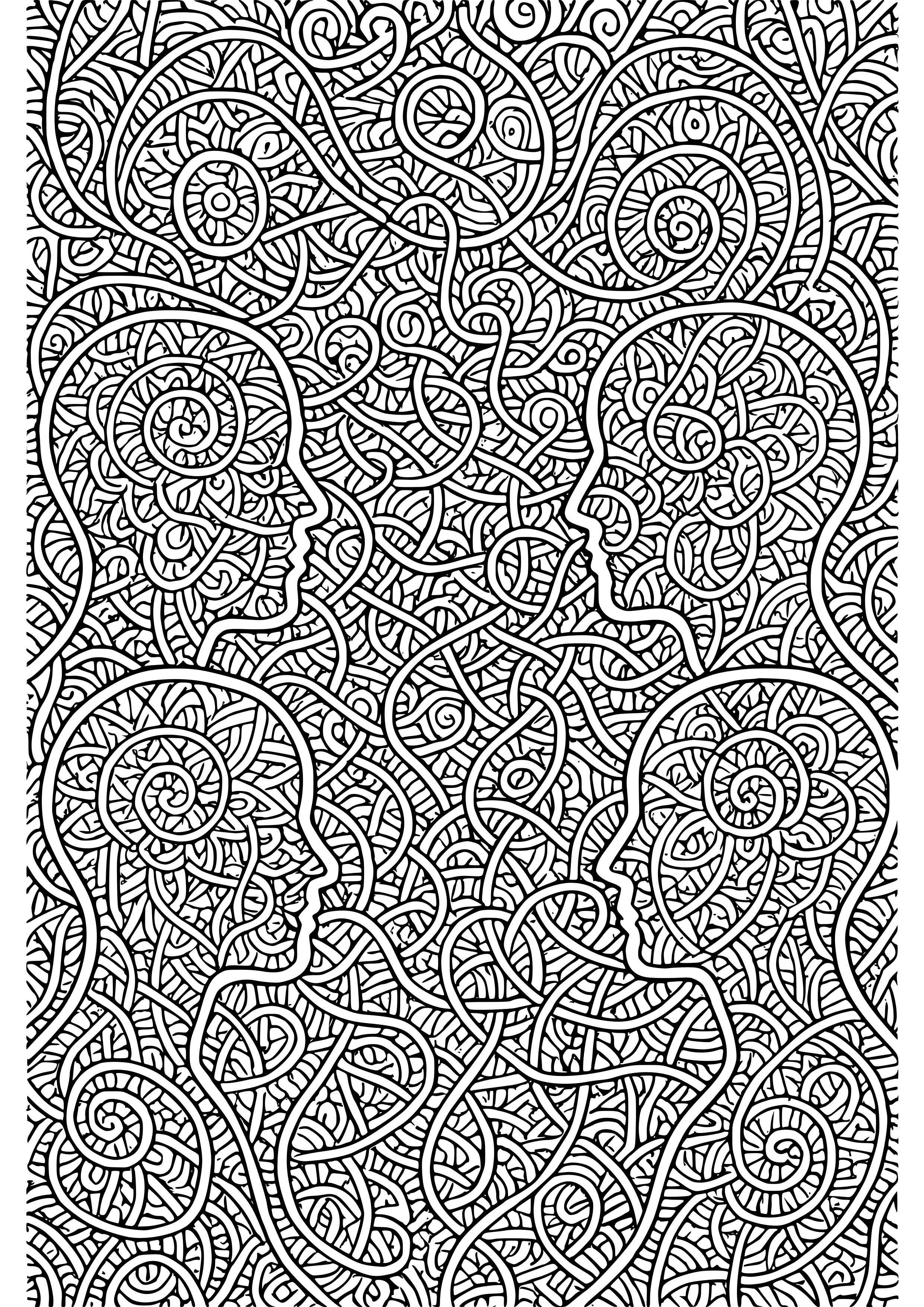 Detailed Patterns of Connectivity in Human Interaction Coloring Page