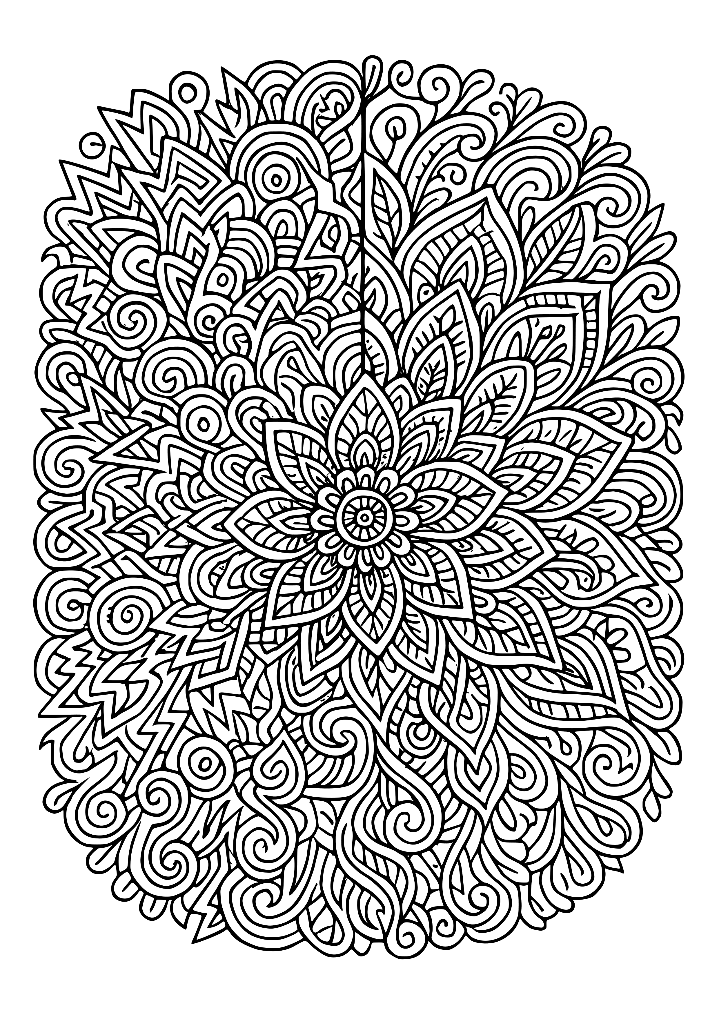 Detailed Representation of Chaos and Tranquility Coloring Page
