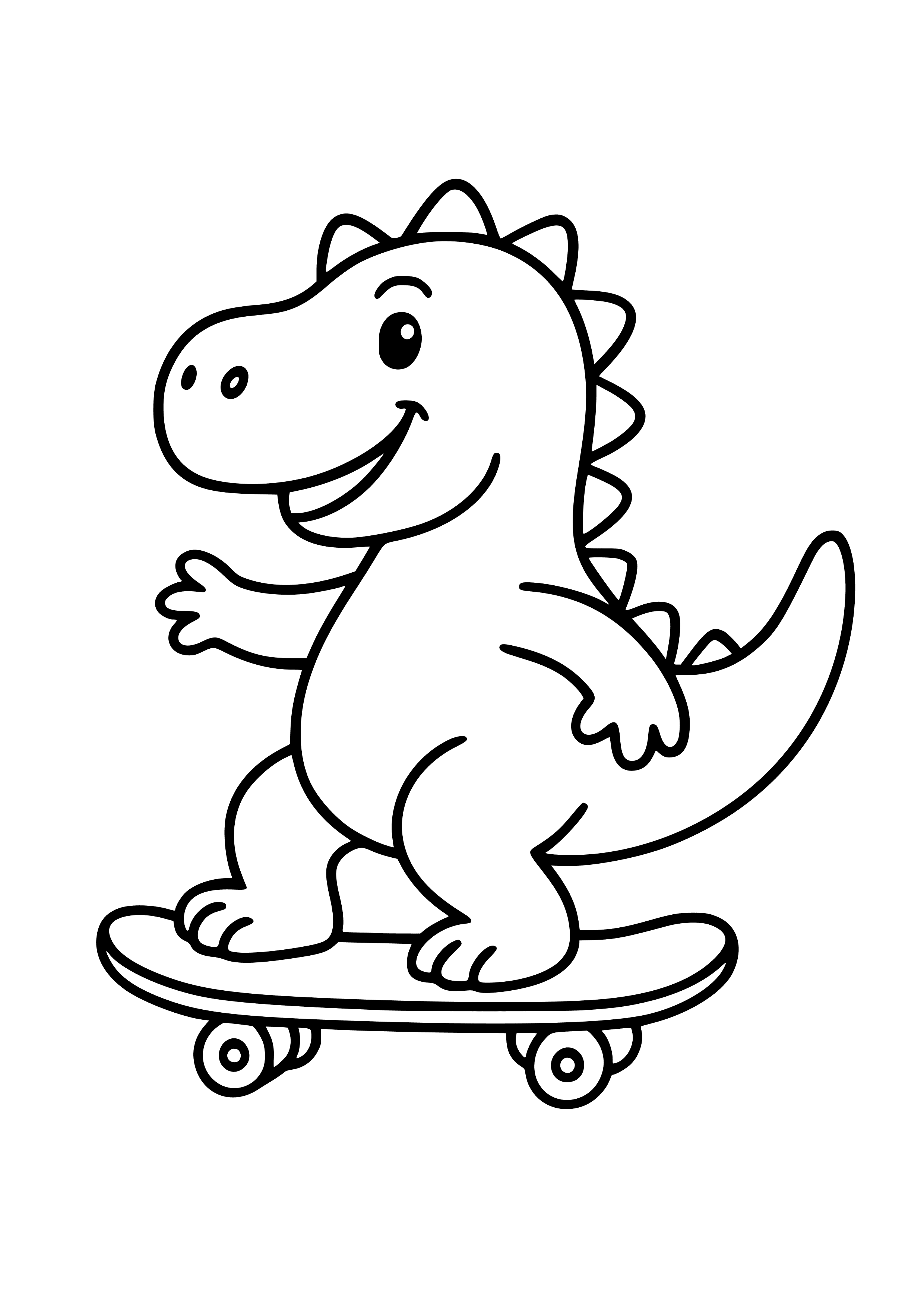 Dinosaur on a Skateboard Coloring Page