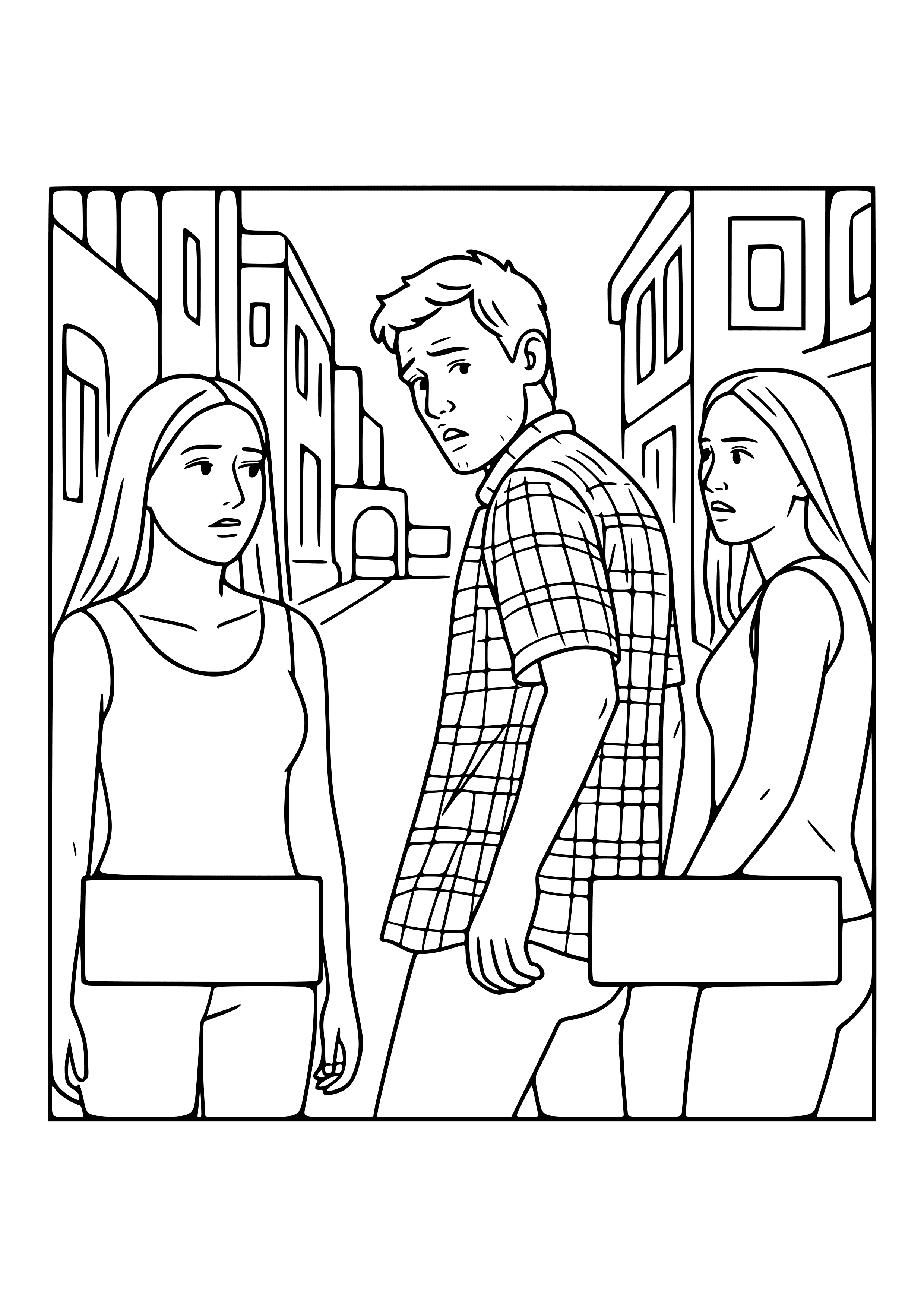 Distracted Boyfriend Meme with Labels Coloring Page
