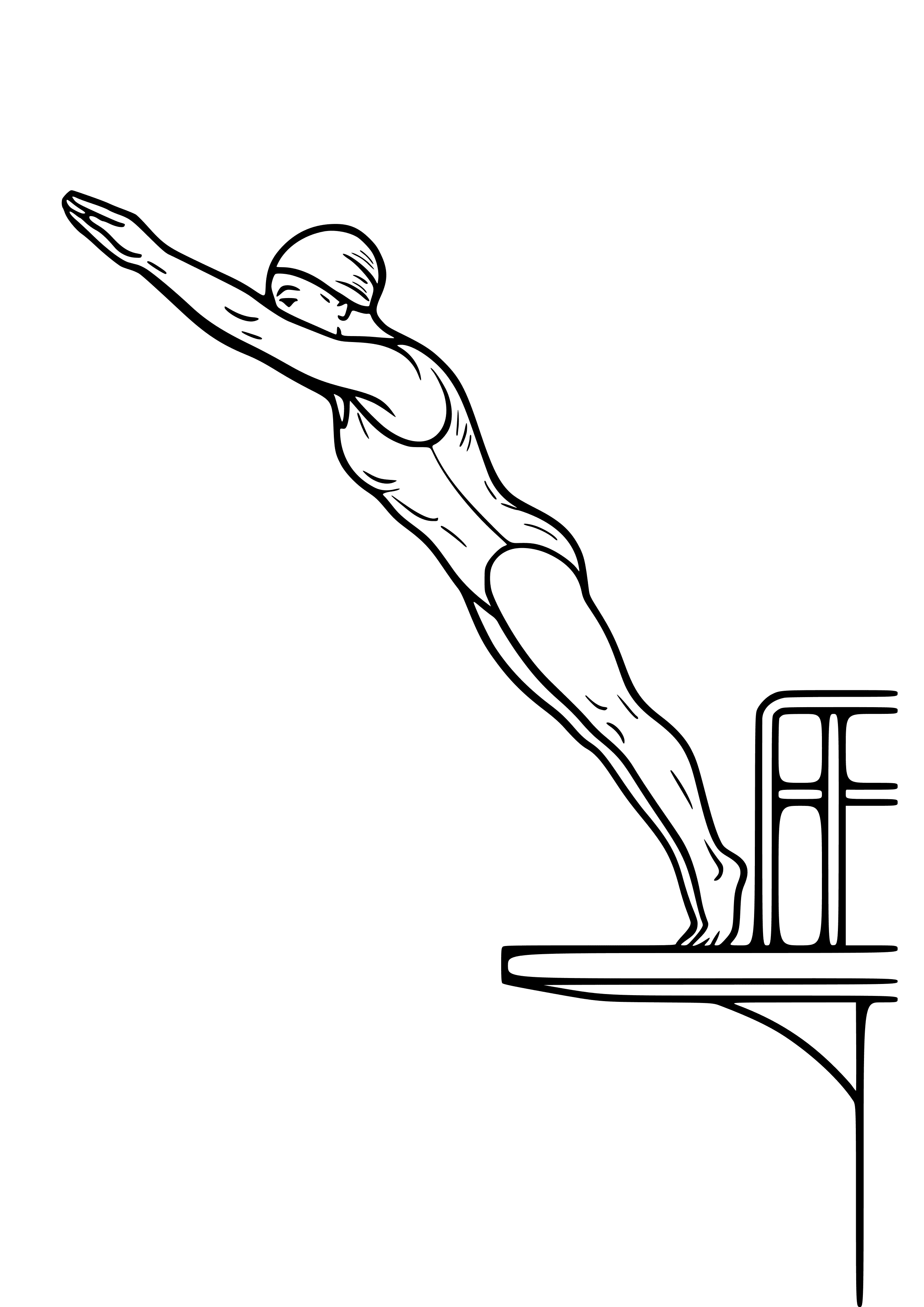 Diver Leaping From a Platform Coloring Page