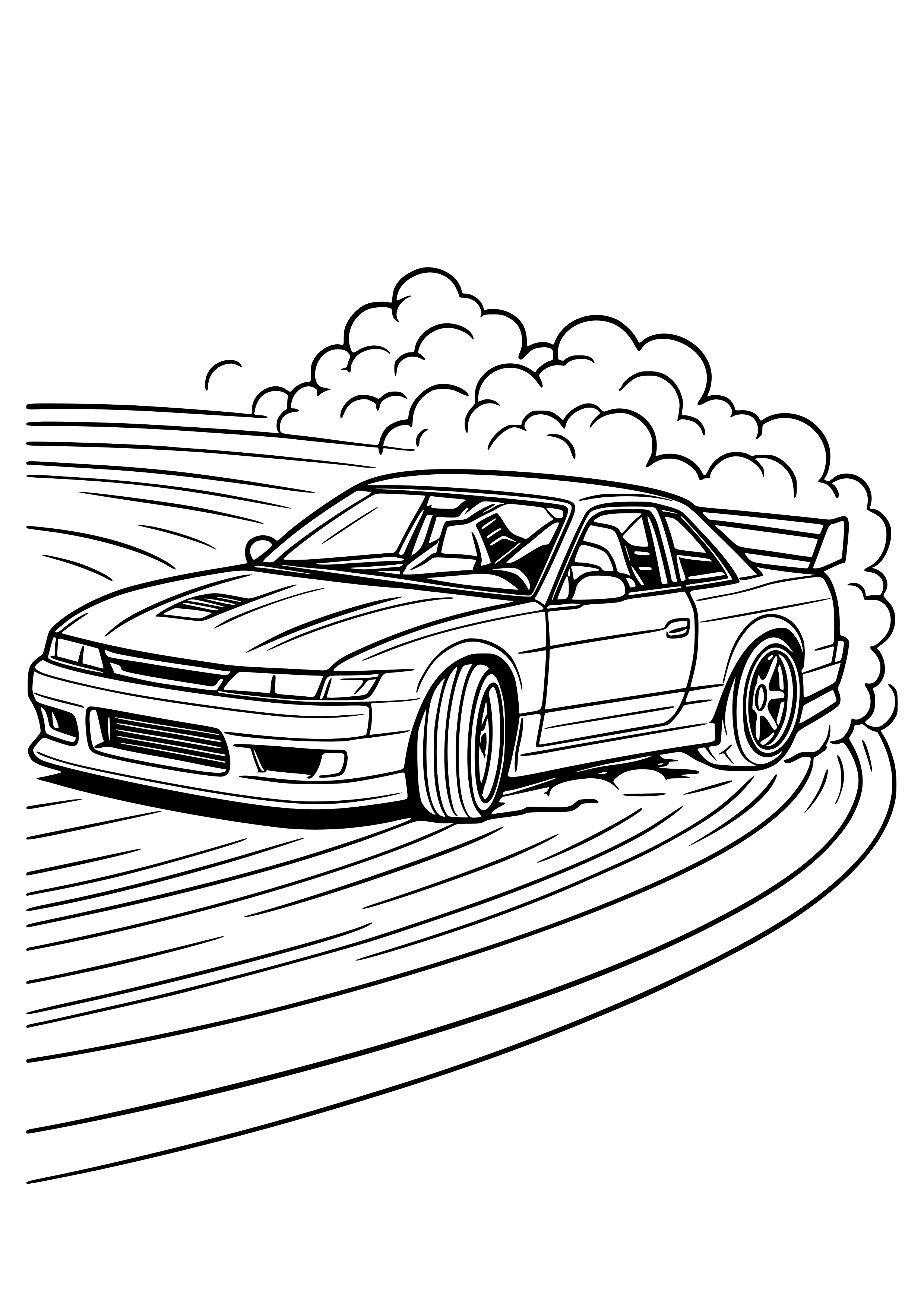 Drifting Car in a Corner Coloring Page