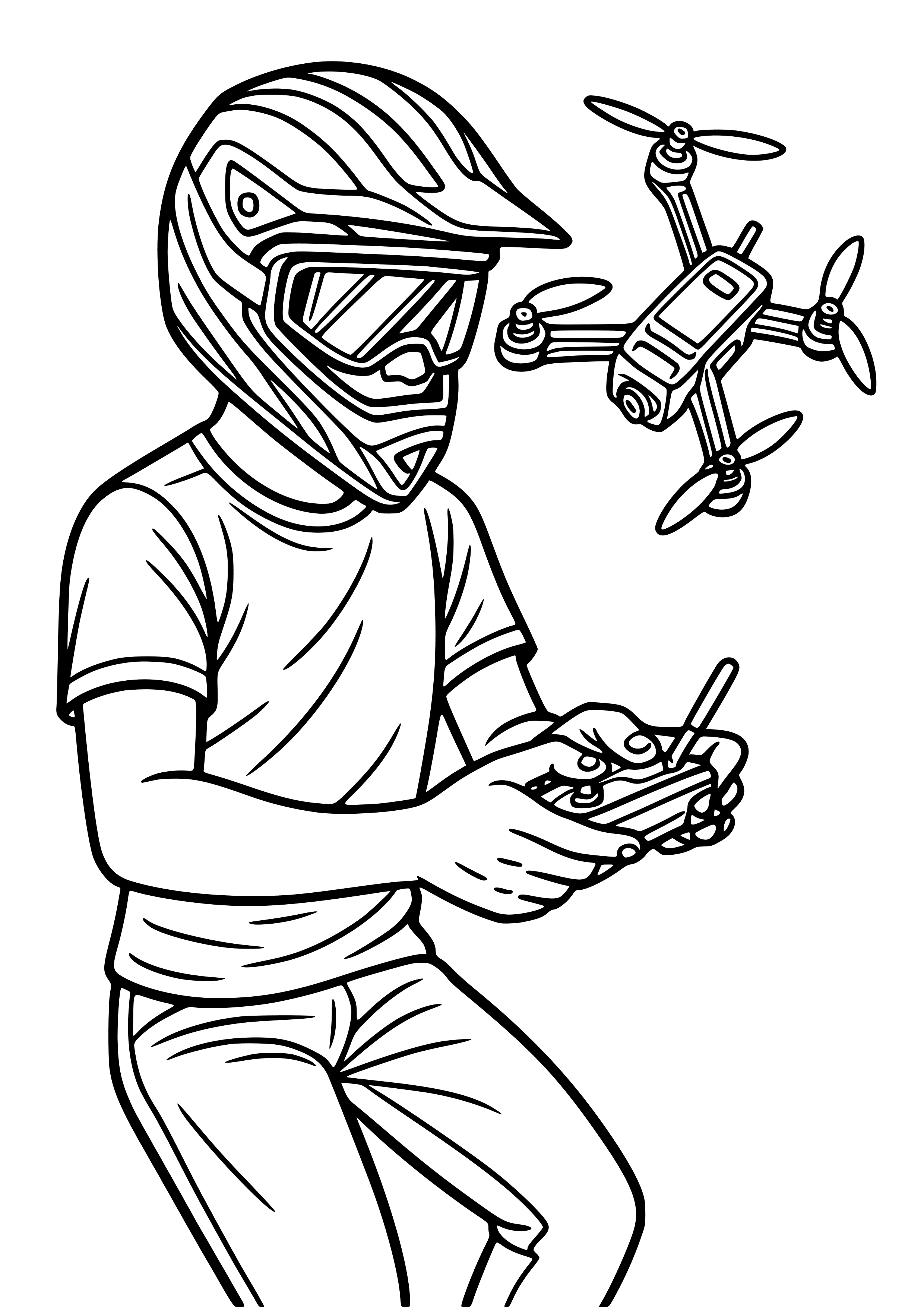 Drone Racer Piloting a Drone Coloring Page