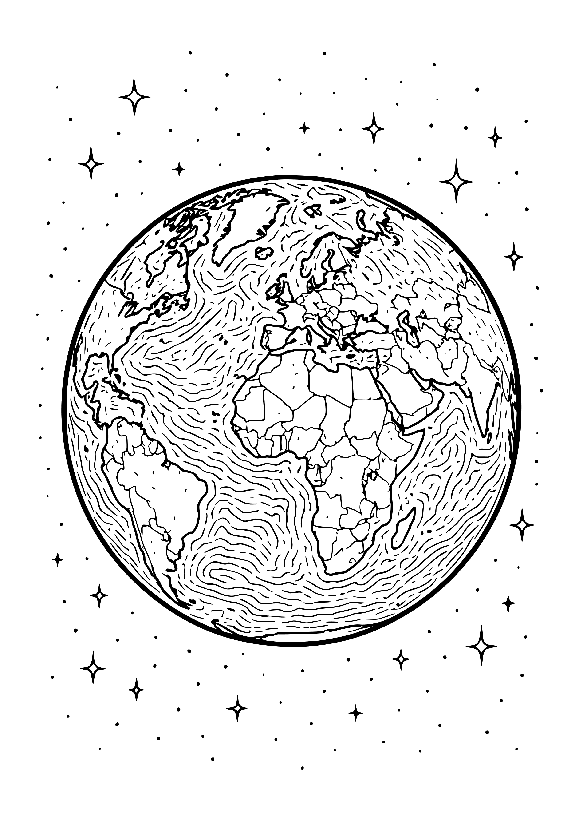 Earth View From Outer Space Coloring Page