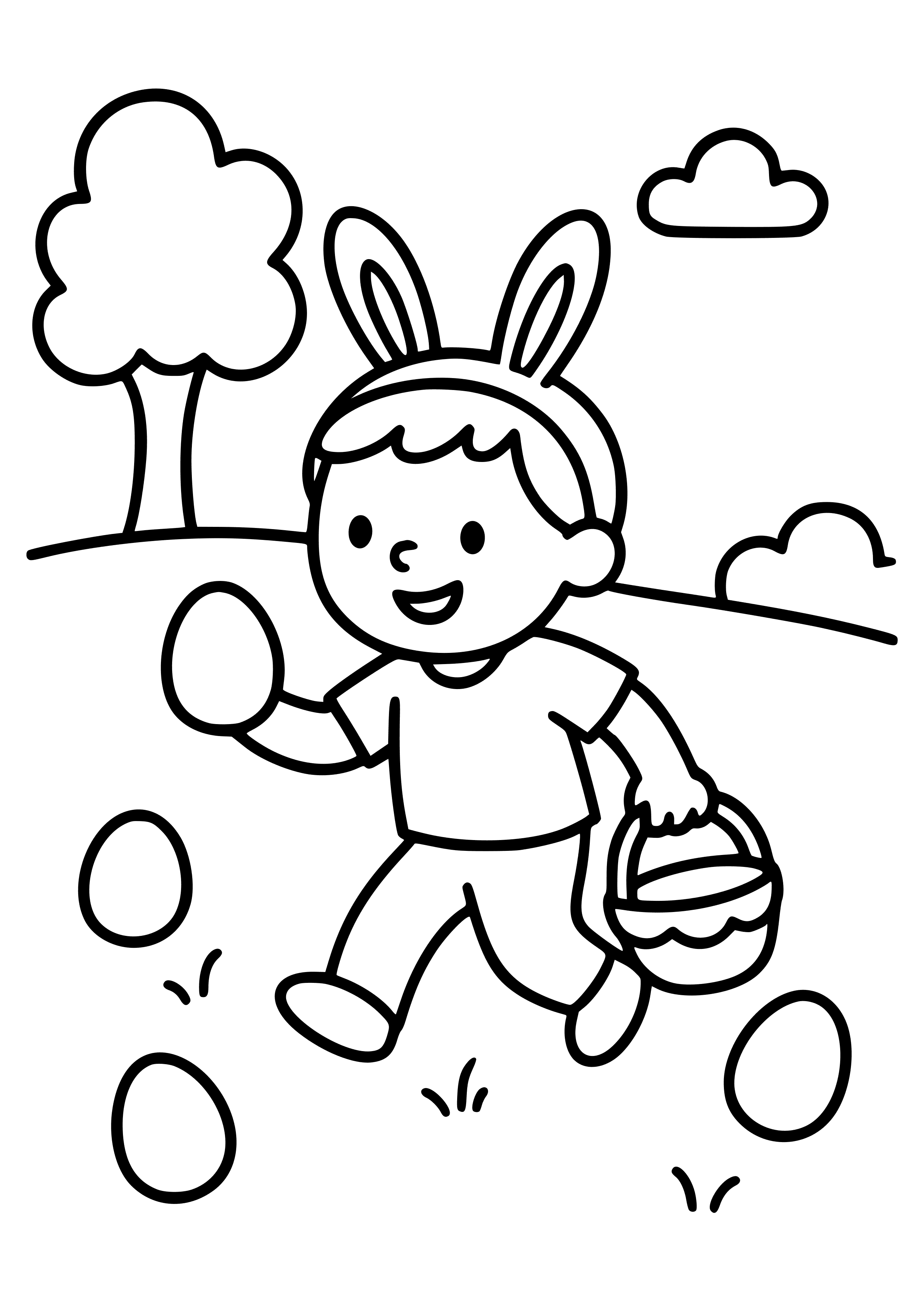 Easter Egg Hunt Scene Coloring Page