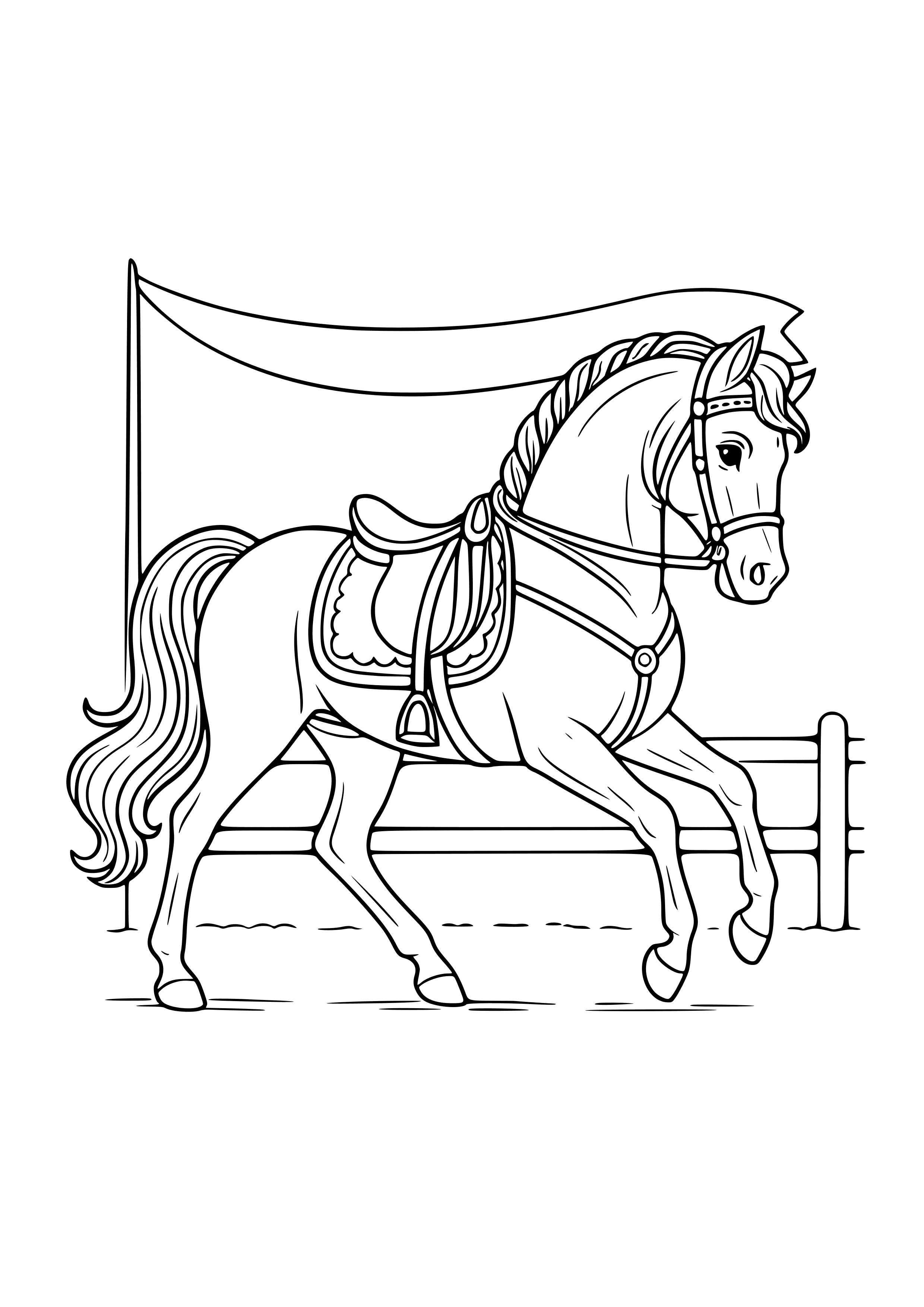 Elegant Horse Trotting in a Show Coloring Page