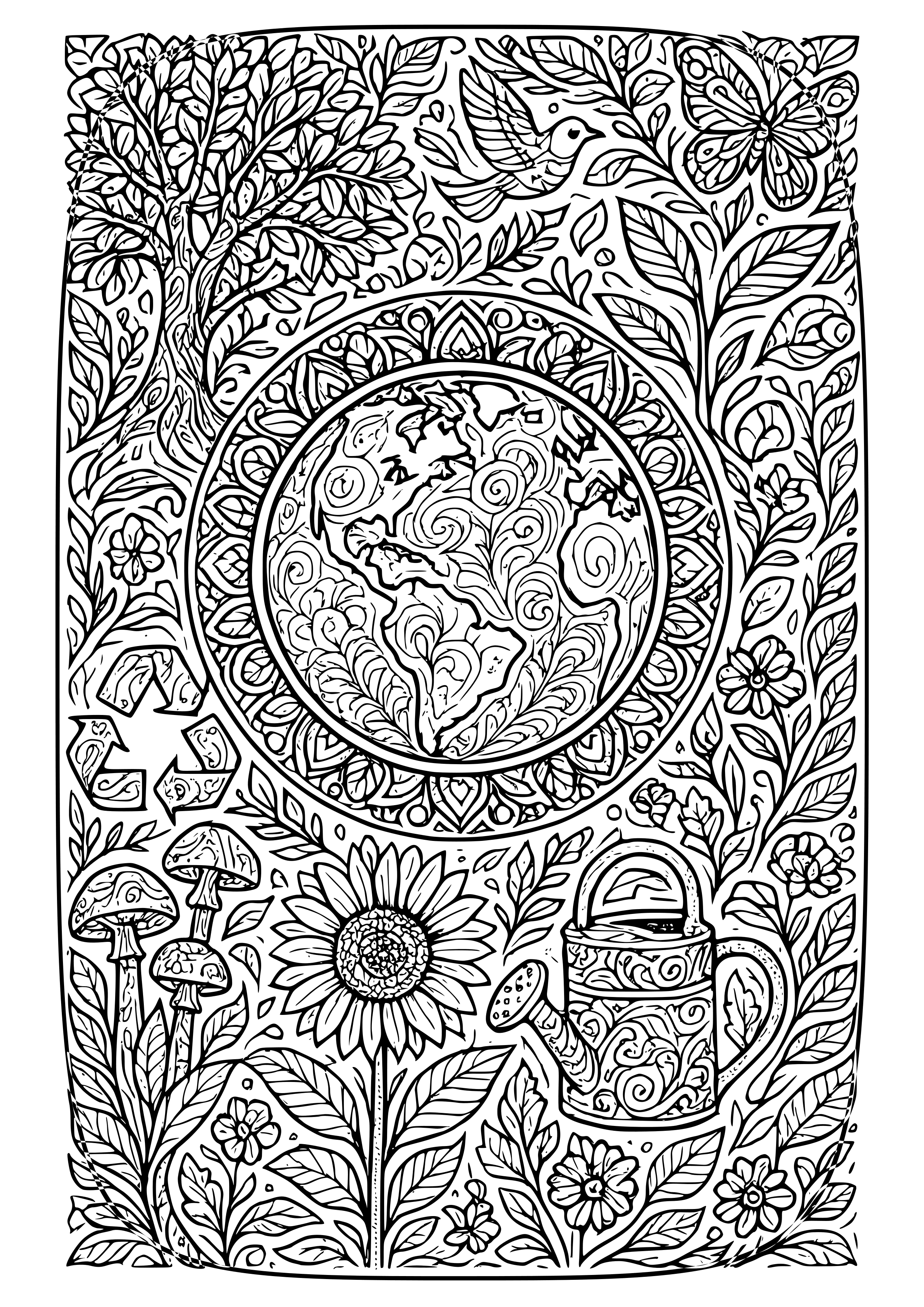 Environmental Conservation Efforts Coloring Page