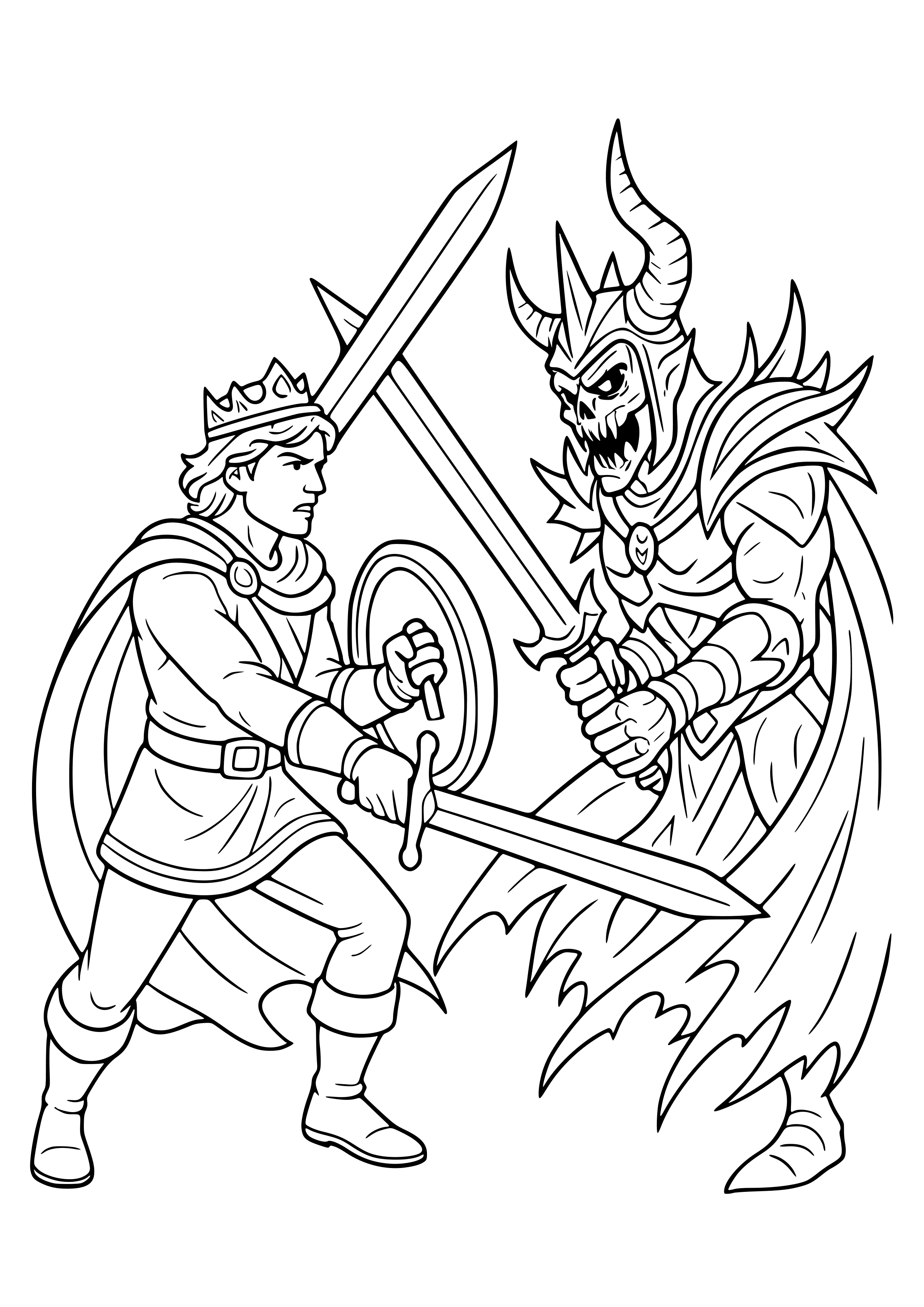 Epic Battle Between Prince and Villain Coloring Page