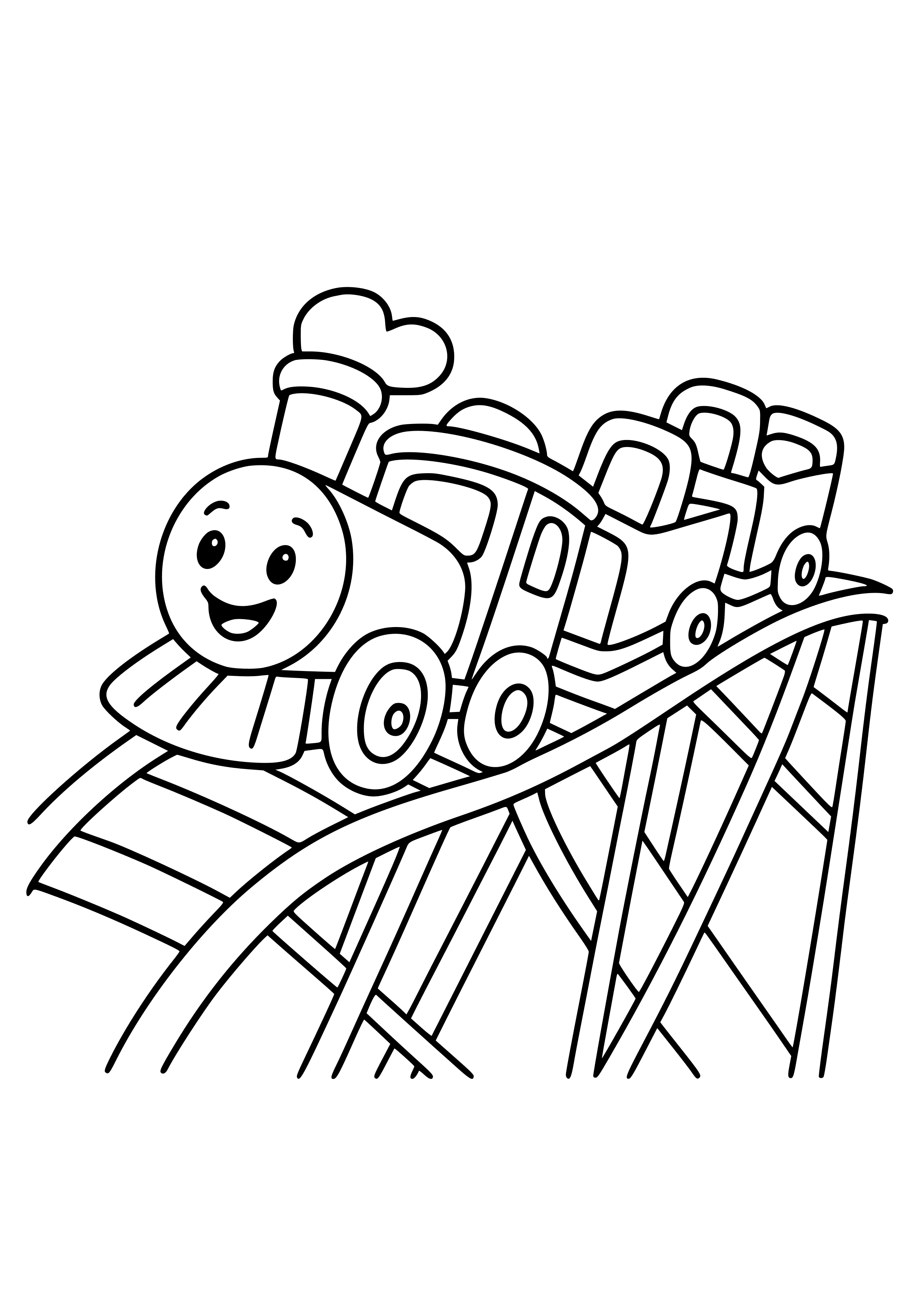 Exciting Rollercoaster Train Coloring Page