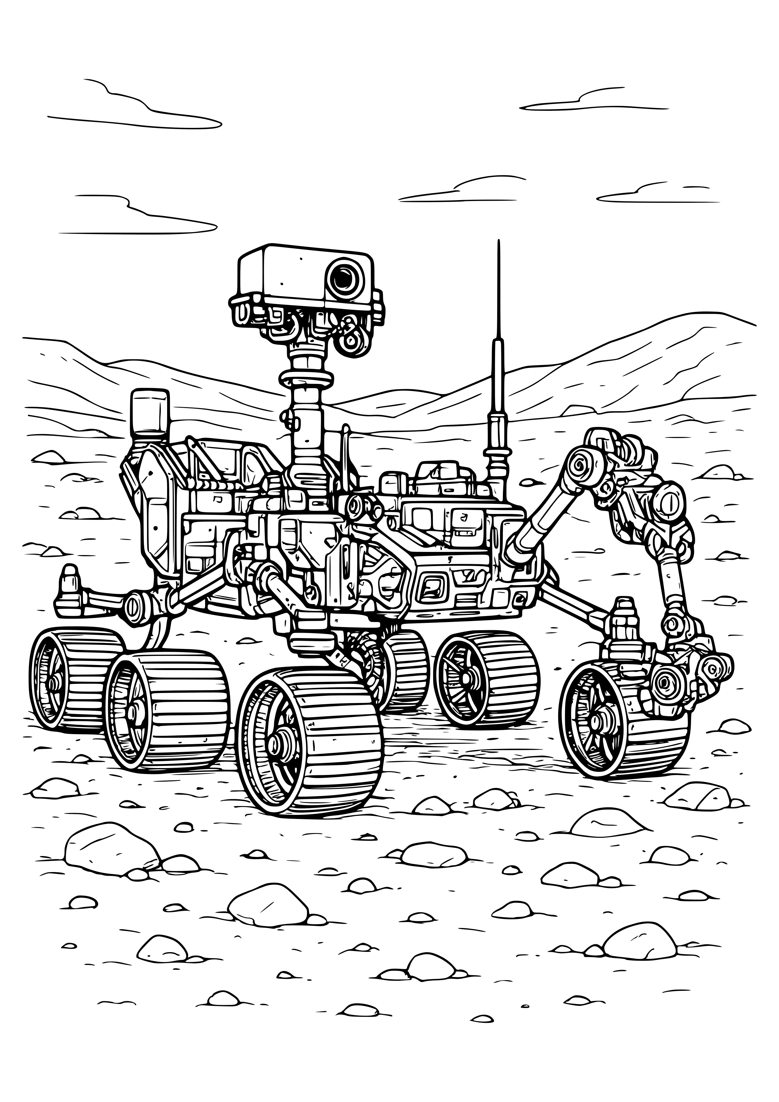 Exploration Rover on Mars Coloring Page
