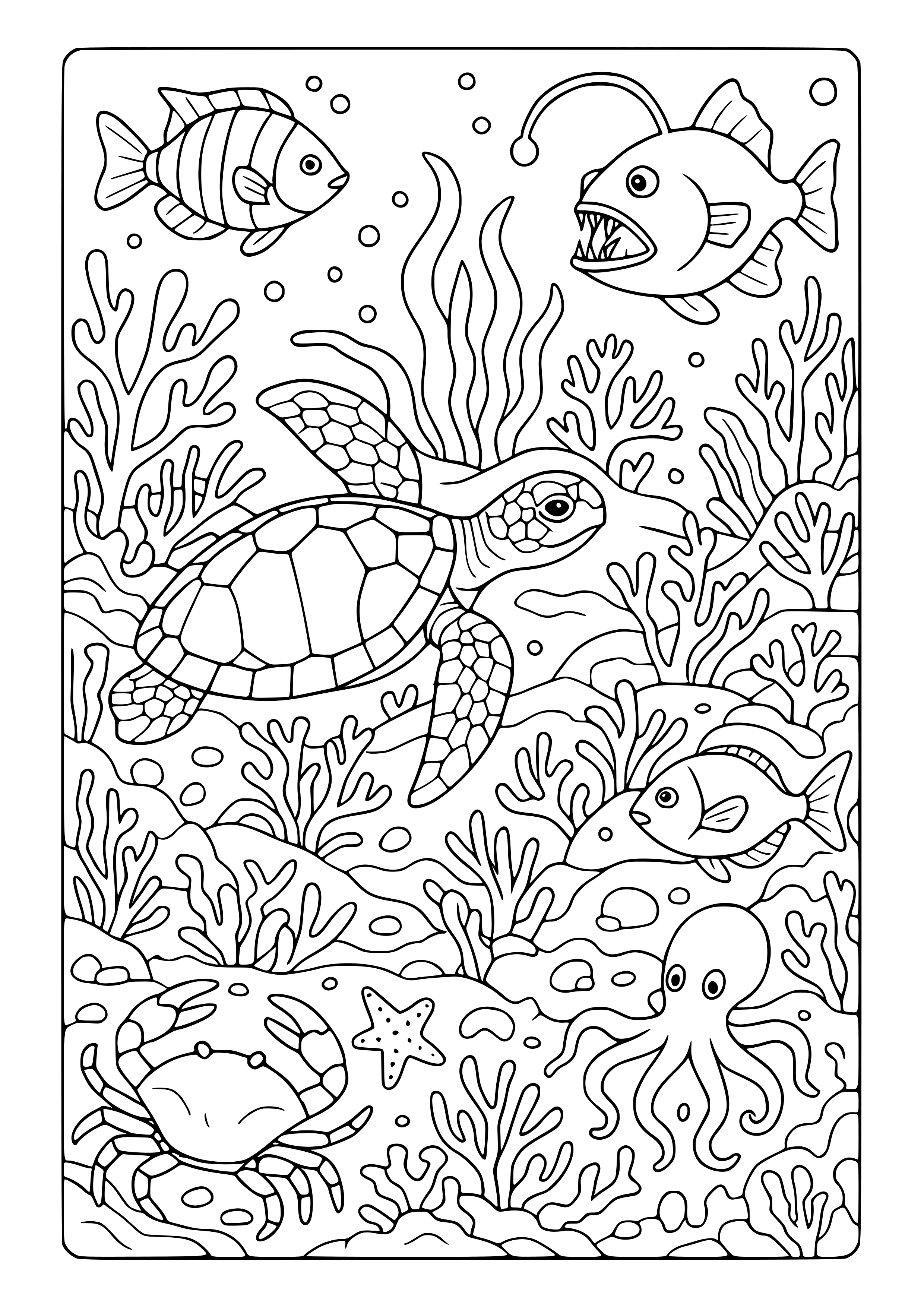 Exploring Ocean Habitats Coloring Page