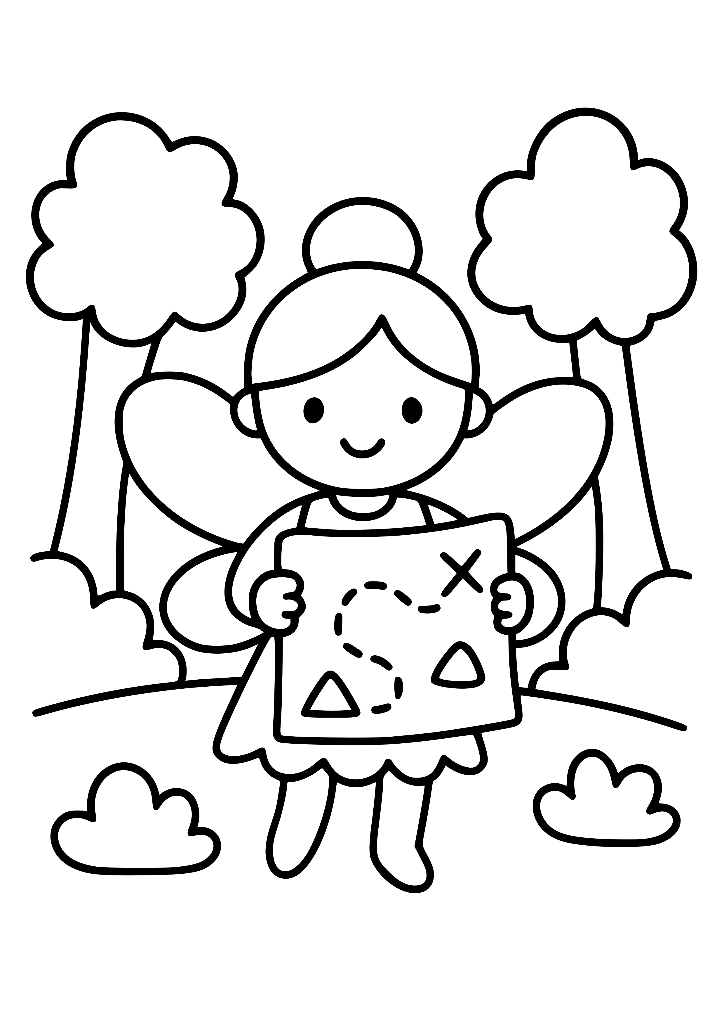Fairy Holding a Treasure Map in a Forest Coloring Page
