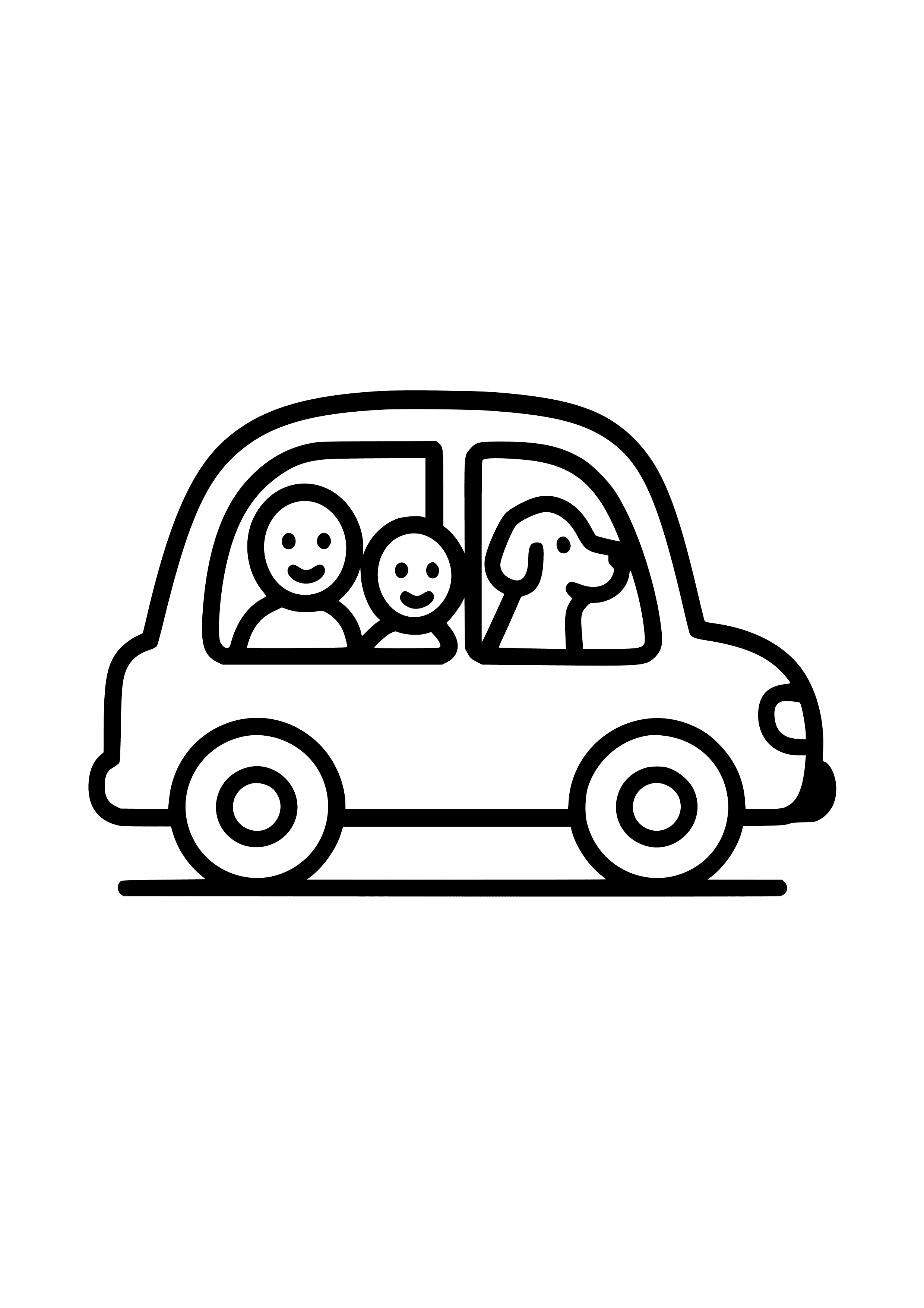 Family Car with a Dog in the Backseat Coloring Page