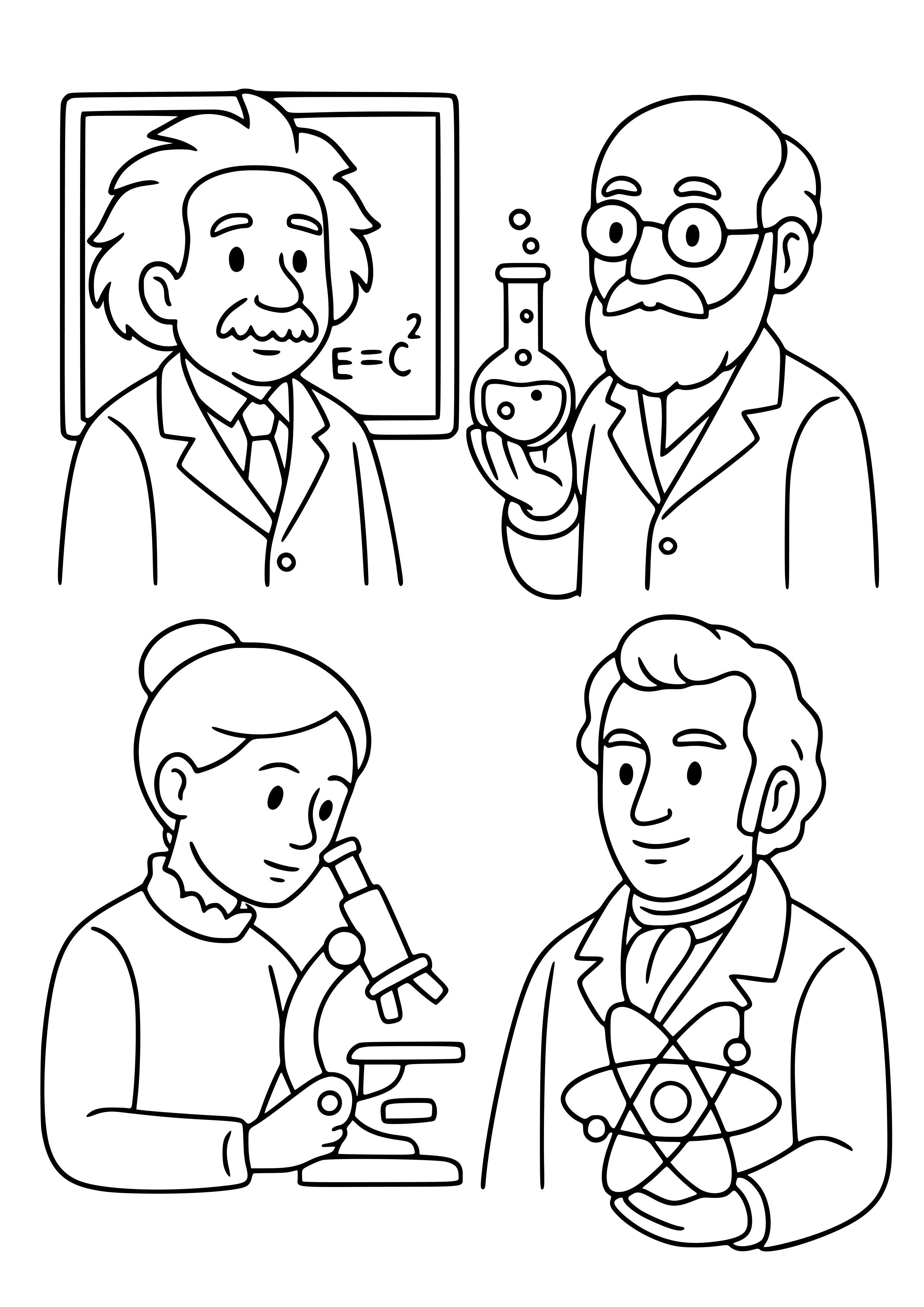 Famous Scientists and Their Work Coloring Page