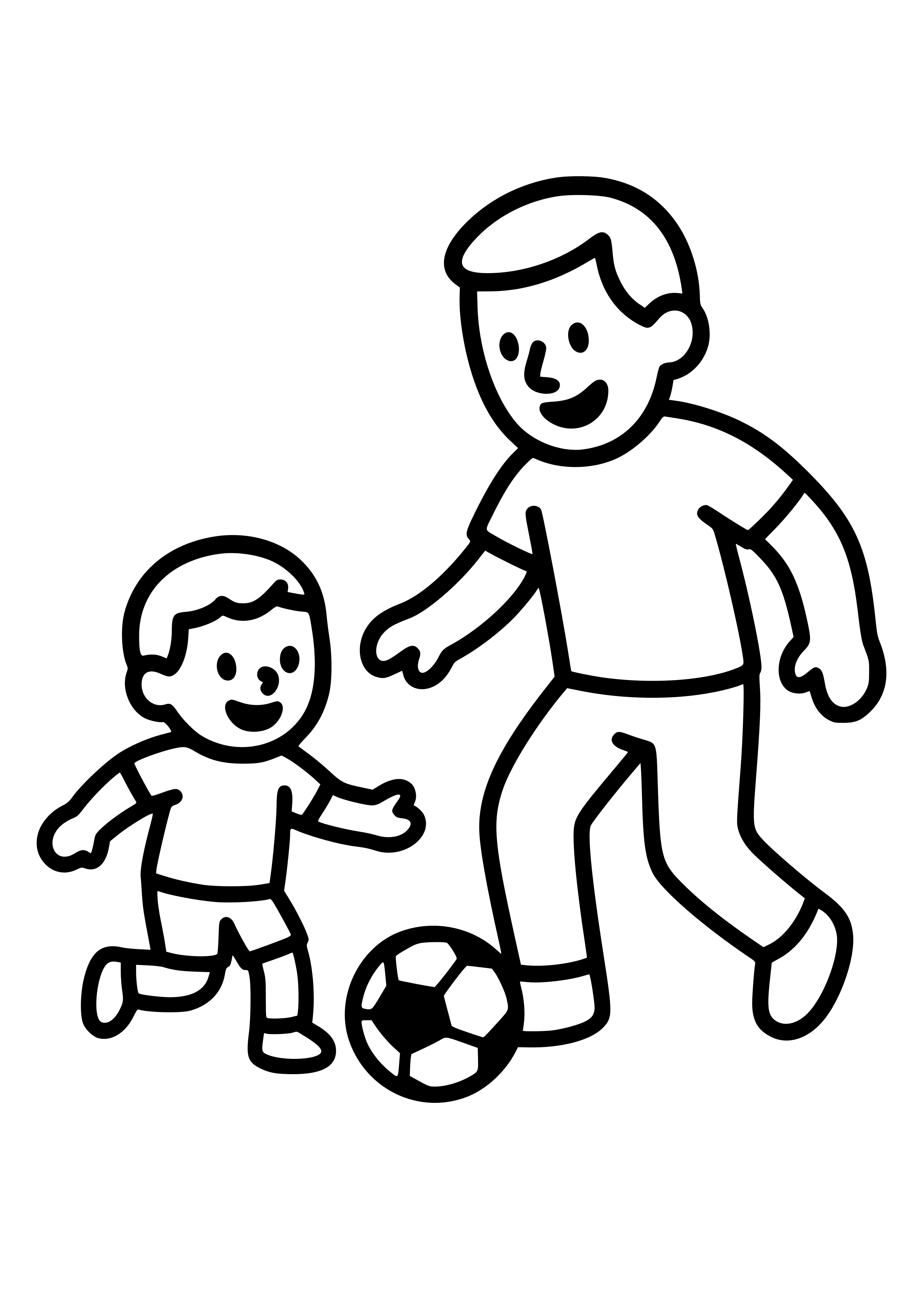 Father and Son Playing Soccer Coloring Page