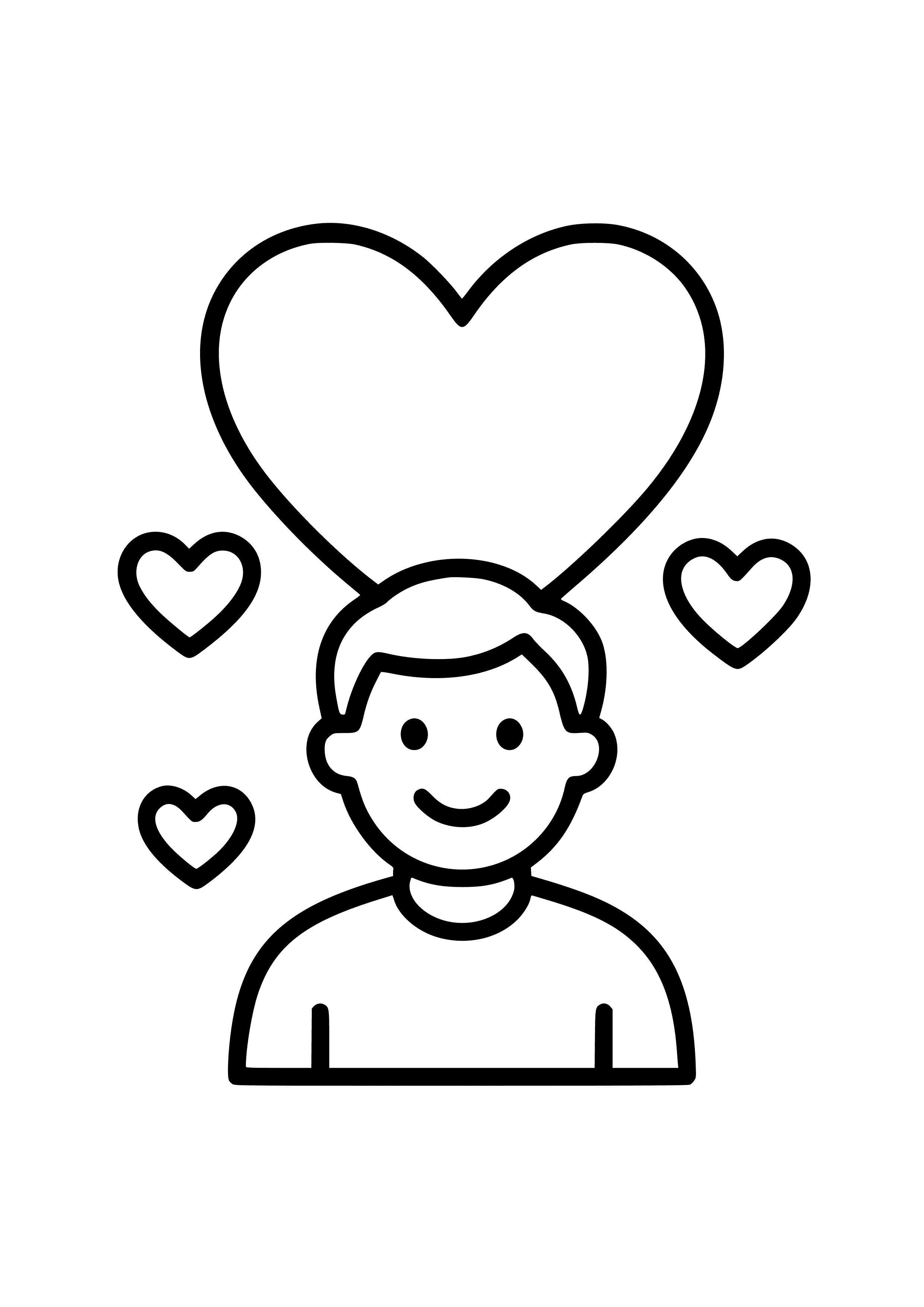 Father's Day Card with Hearts Coloring Page