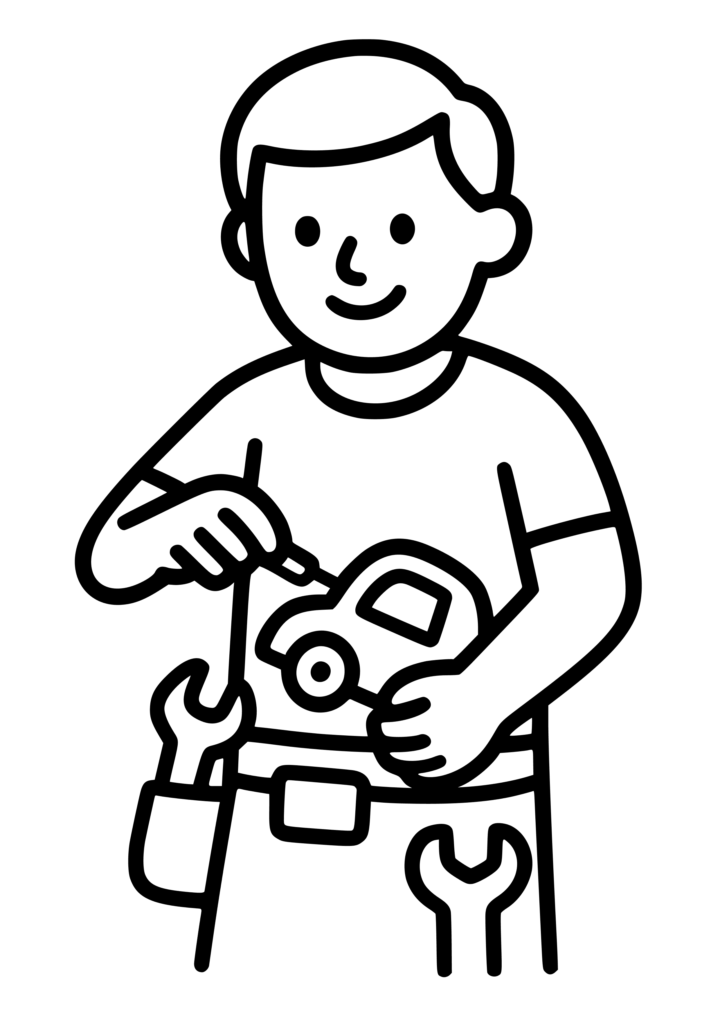 Father with a Tool Belt Fixing a Toy Coloring Page