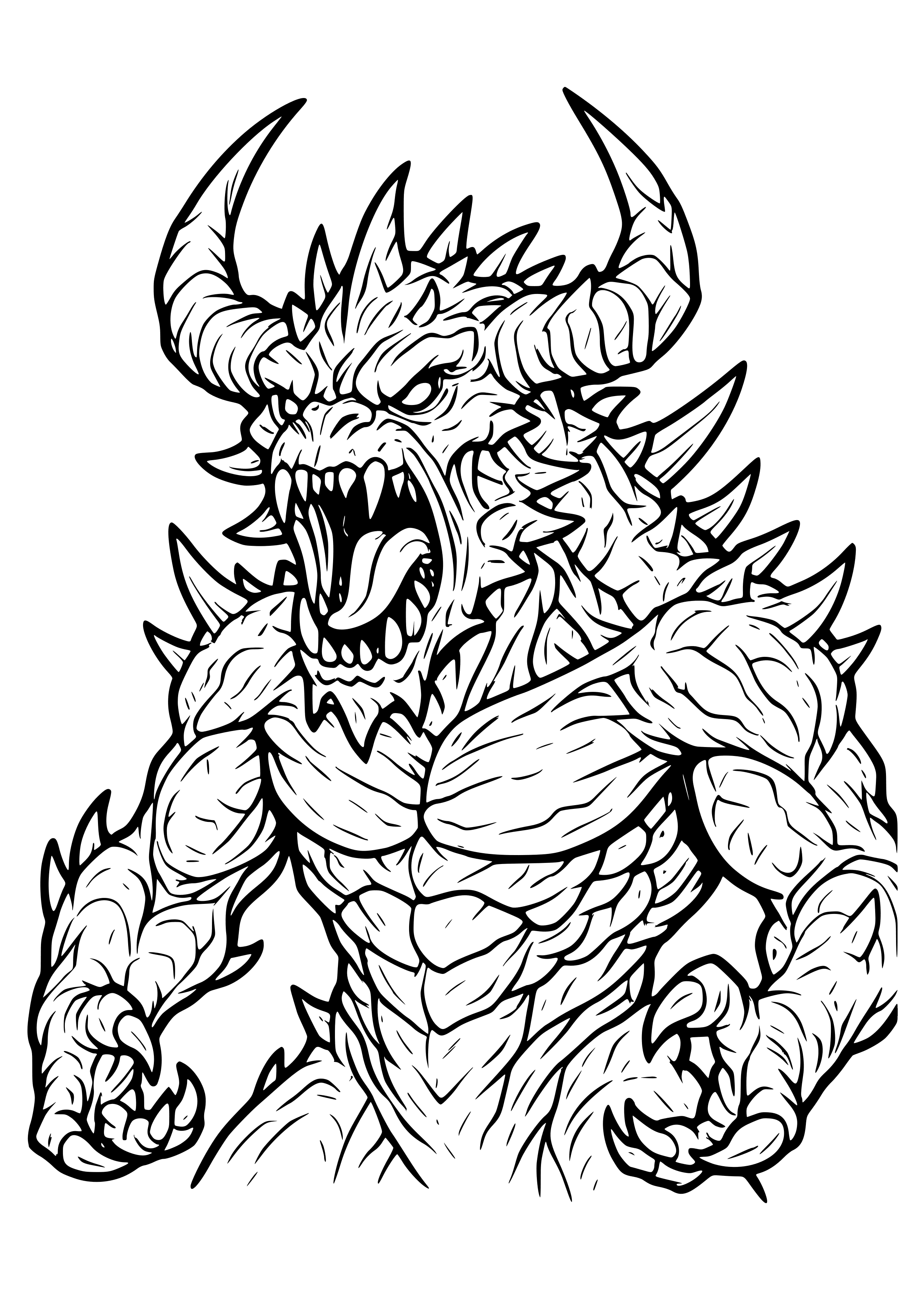 Fierce Red Monster Roaring Loudly Coloring Page