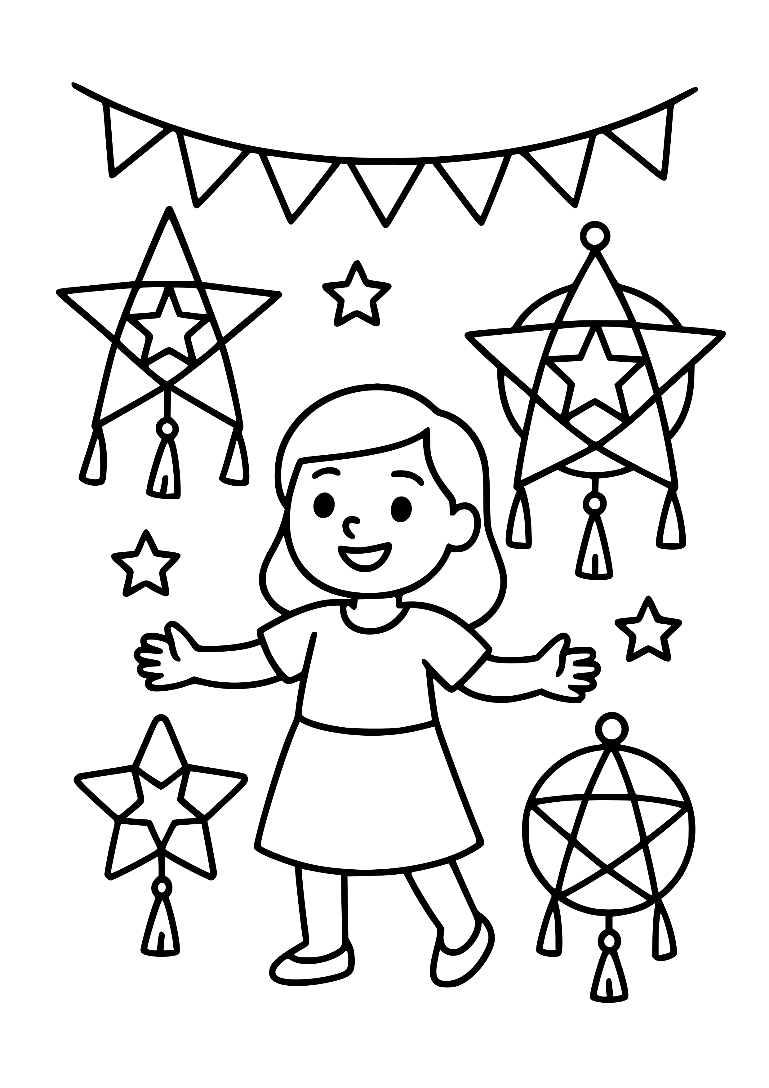 Filipino Celebration with Traditional Parol Lanterns Coloring Page