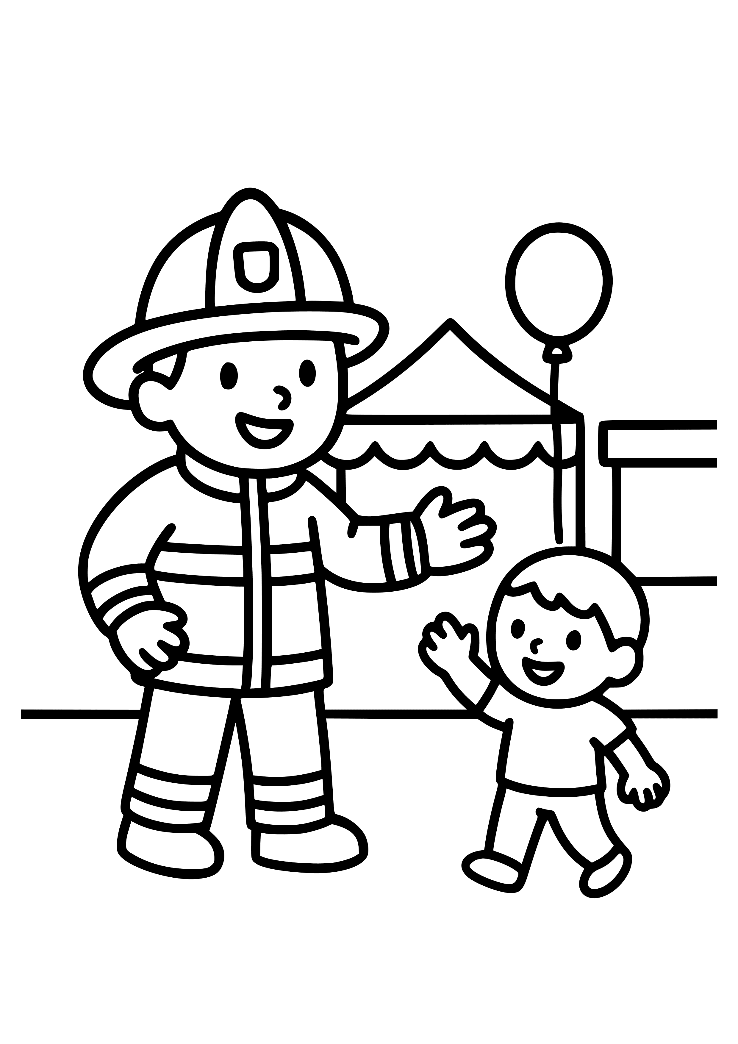 Firefighter at a Community Event Coloring Page
