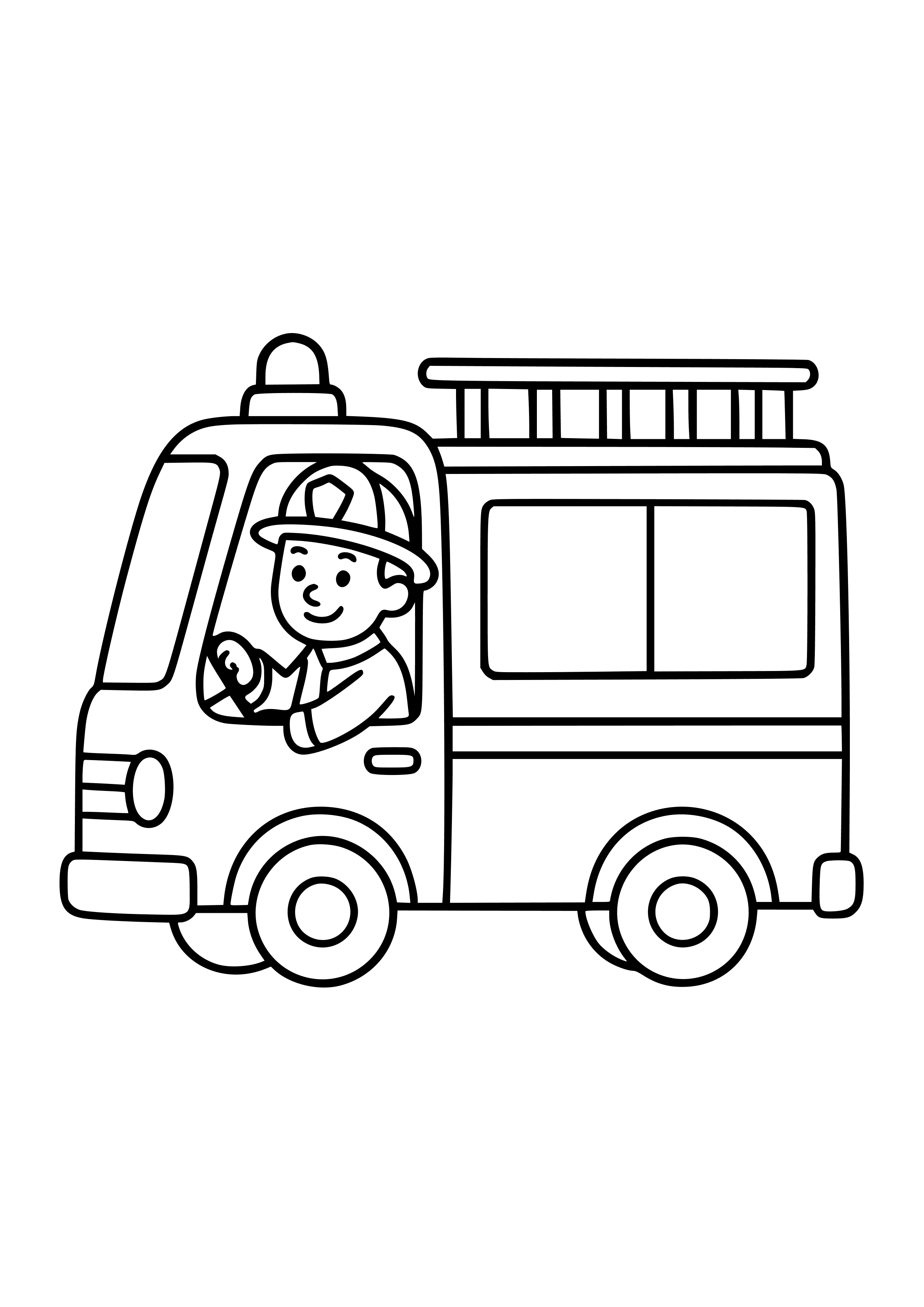 Firefighter Driving a Fire Truck Coloring Page