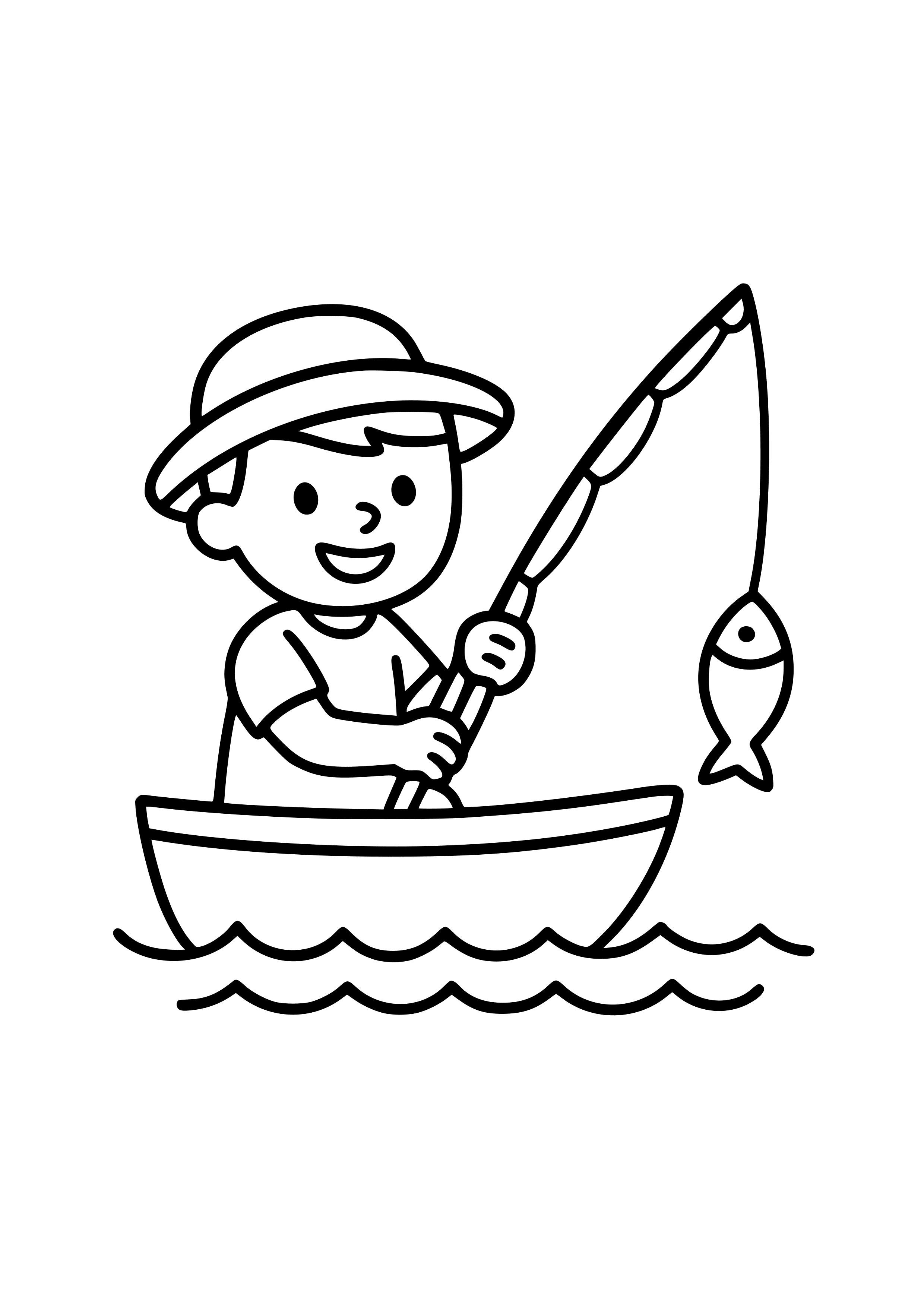 Fishing Enthusiast on a Boat Coloring Page