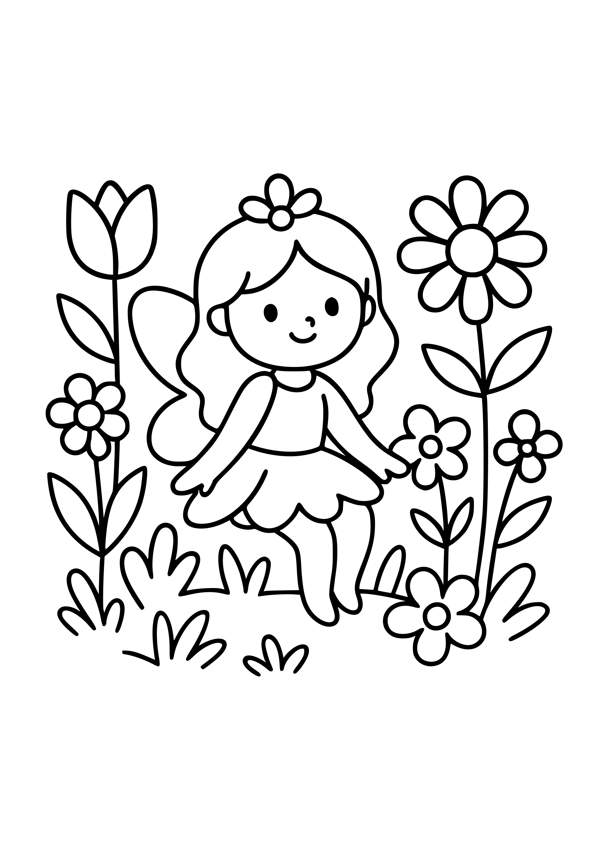Floral Fairy Garden Coloring Page