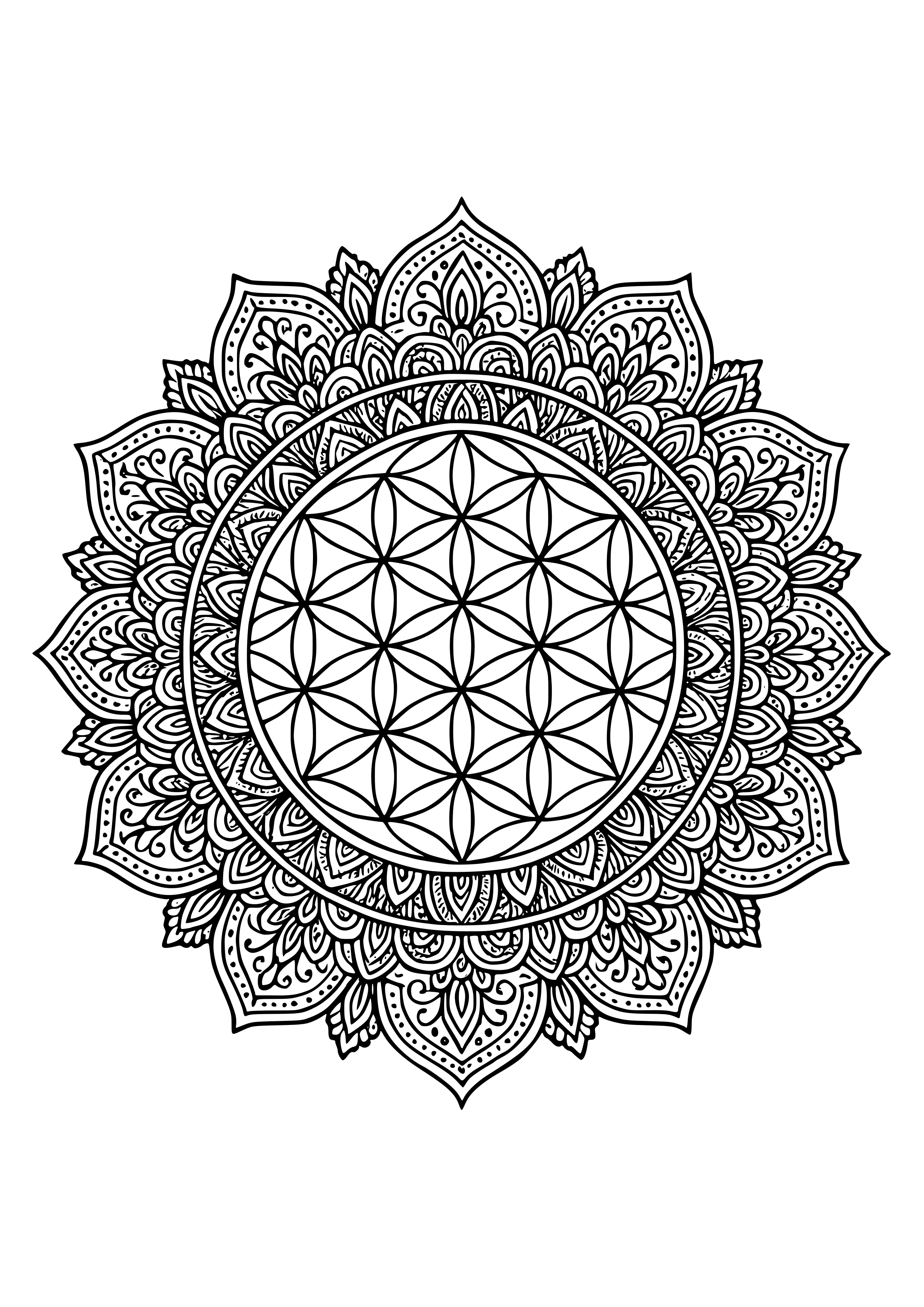 Flower of Life Pattern Coloring Page