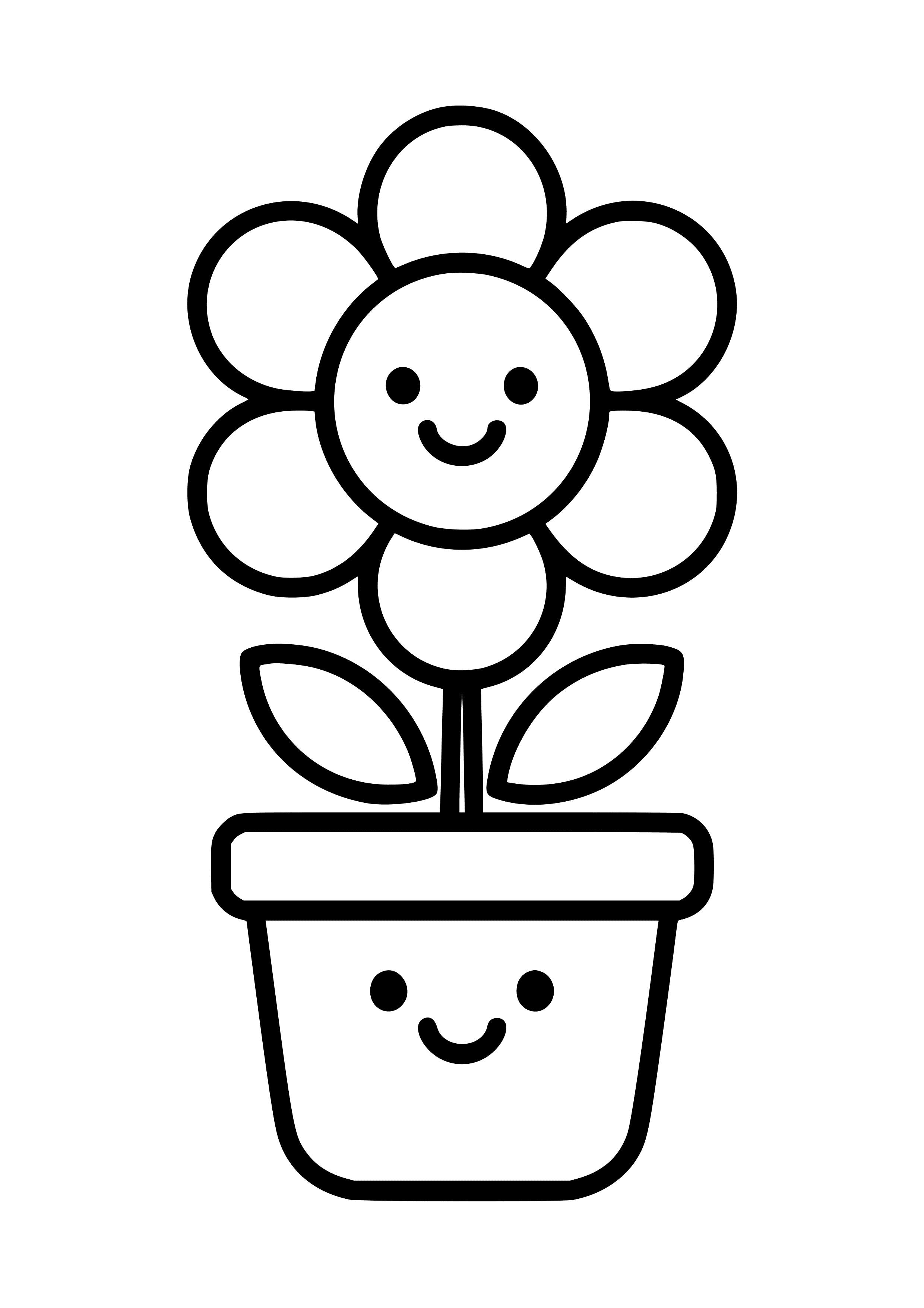 Flower Pot with a Smiley Face Coloring Page