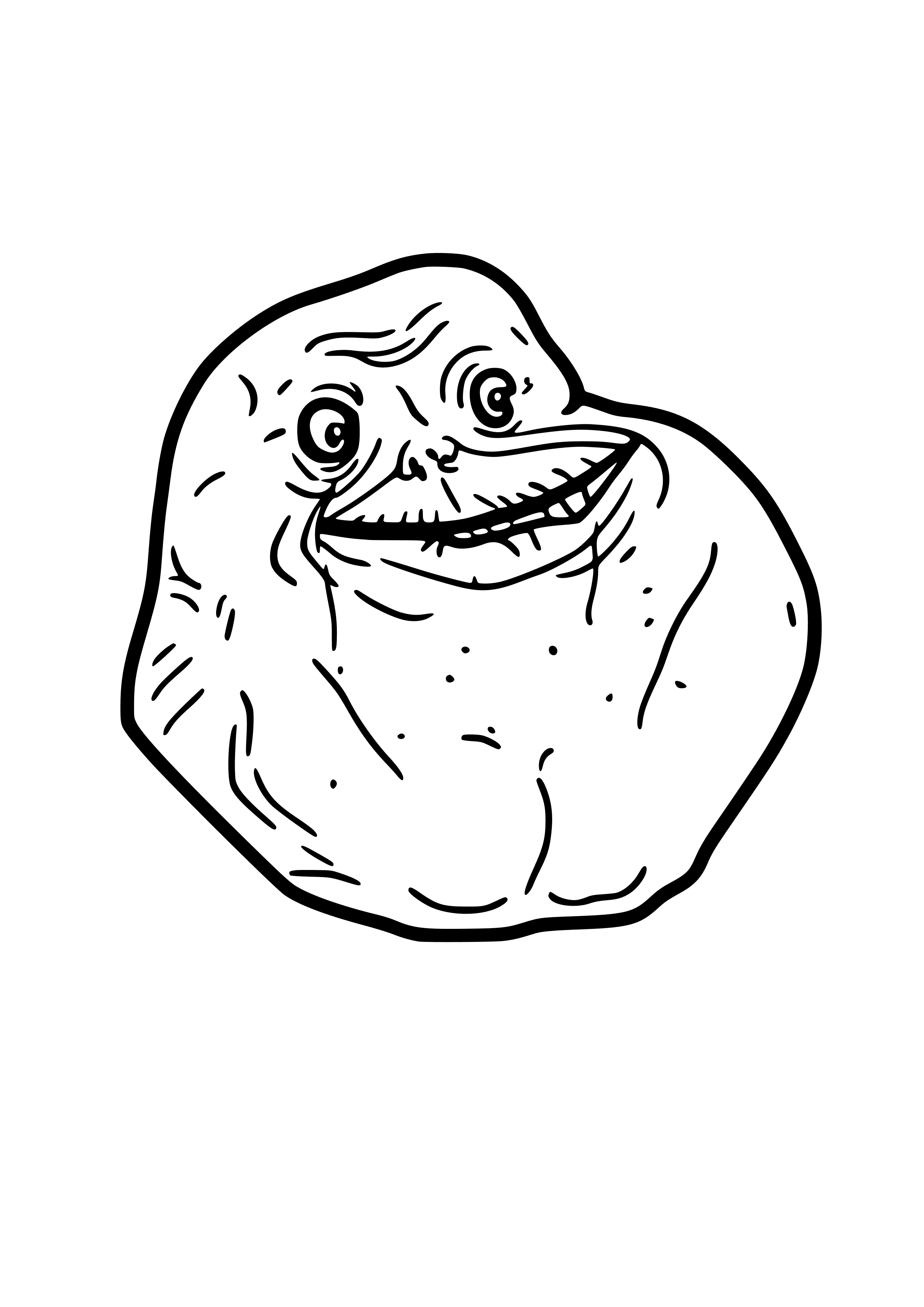 Forever Alone Face with Teardrop Coloring Page