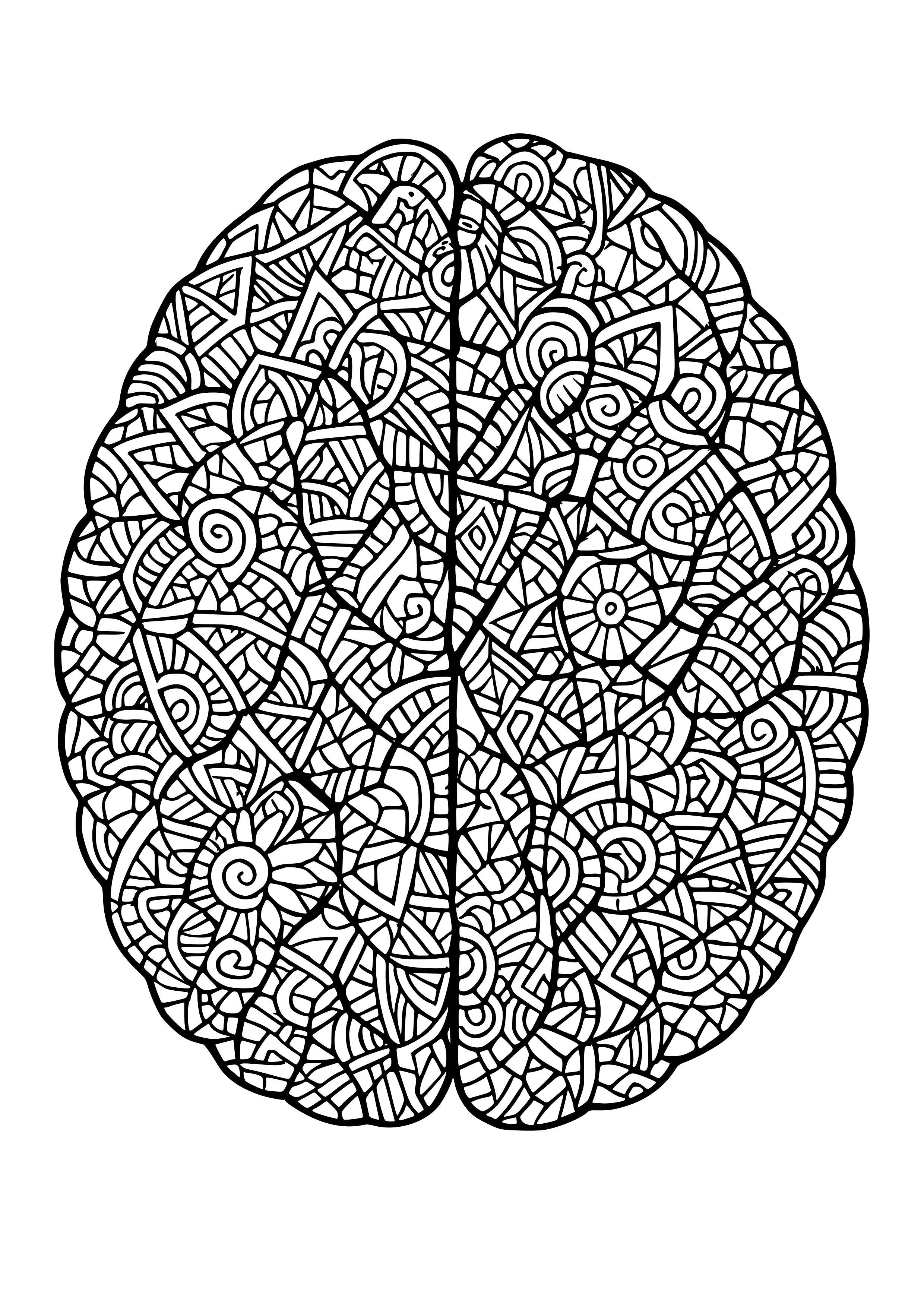 Fractured Mind with Overlapping Shapes and Symbols Coloring Page