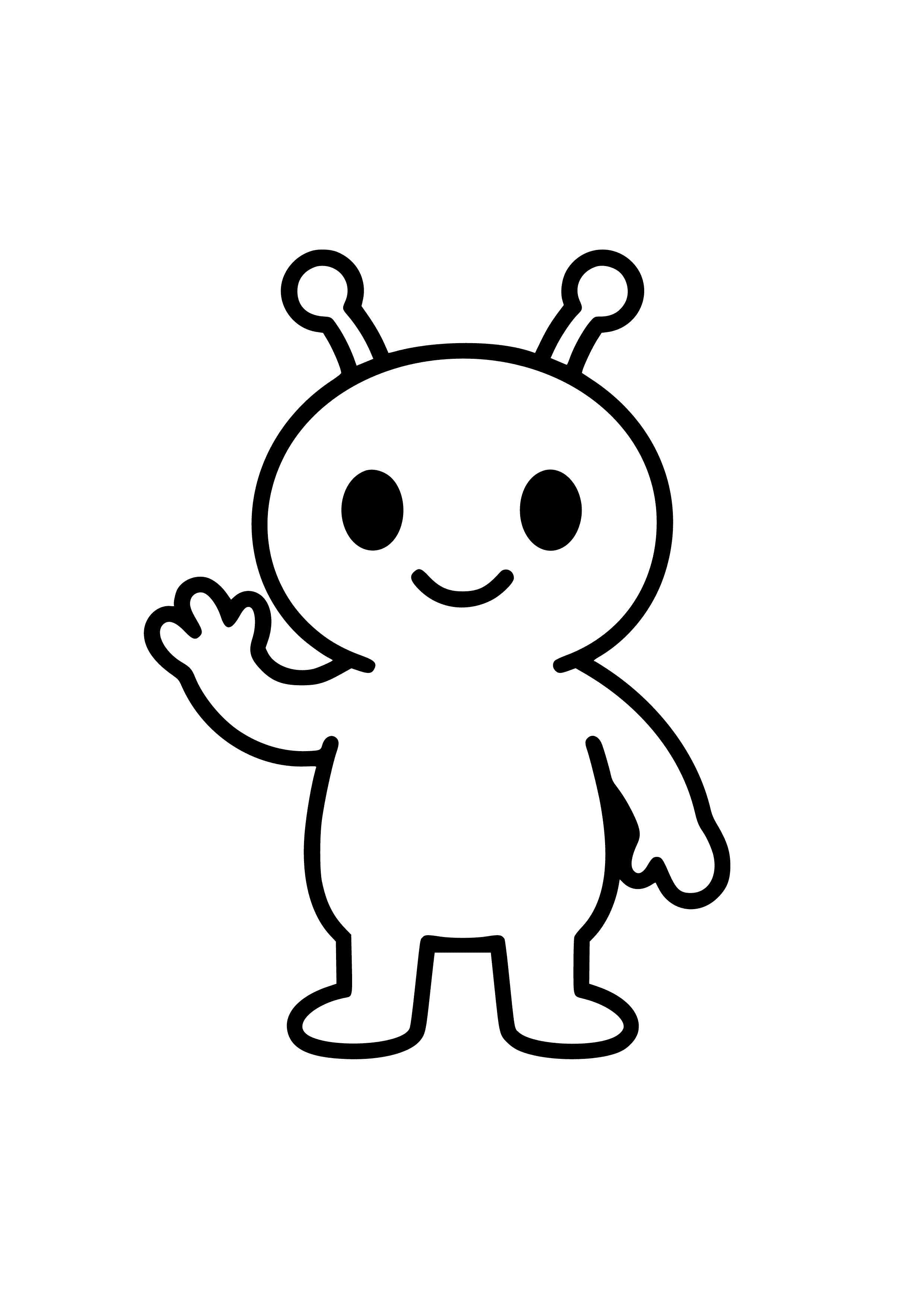 Friendly Alien Waving Coloring Page