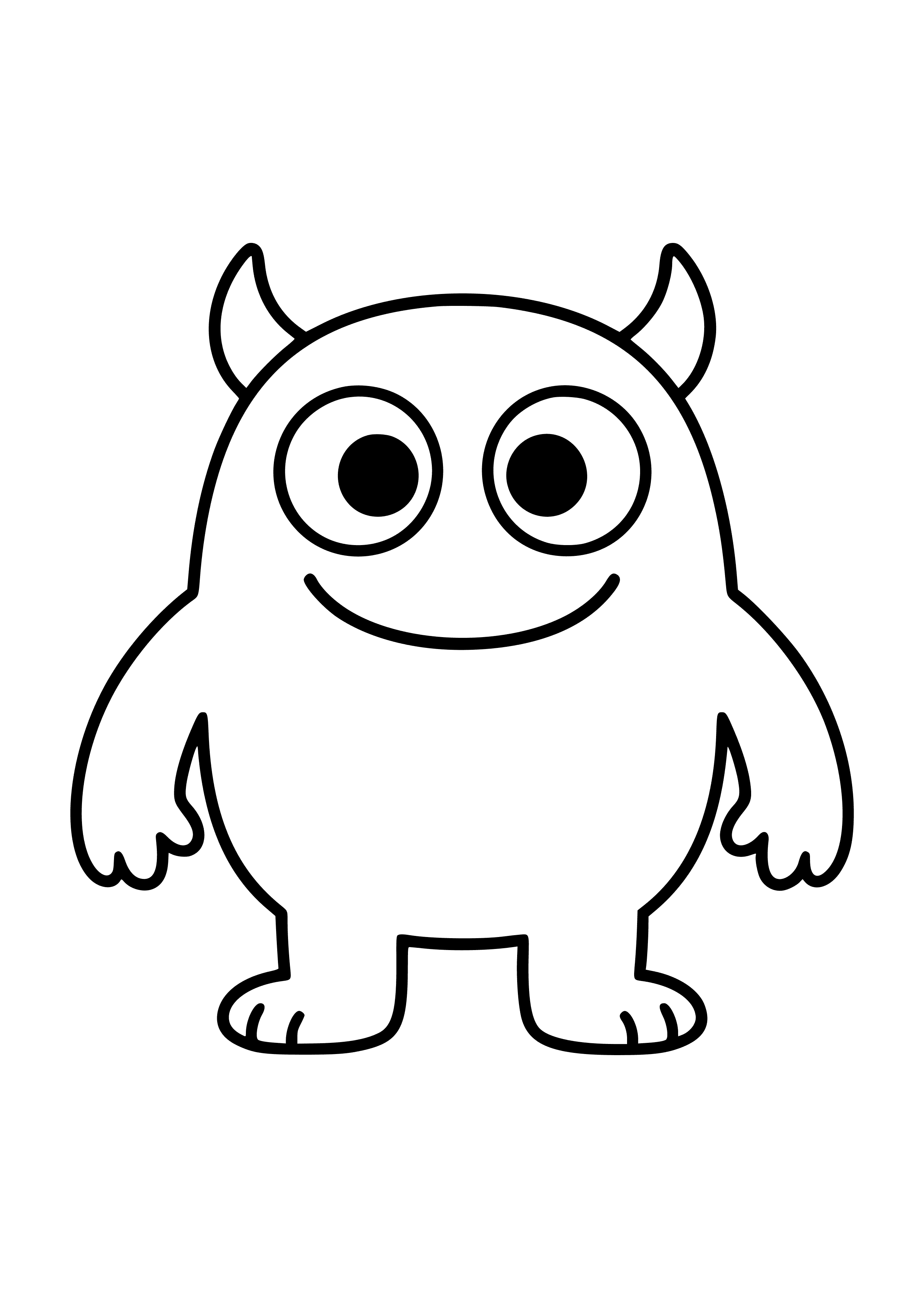 Friendly Blue Monster with Big Eyes Coloring Page