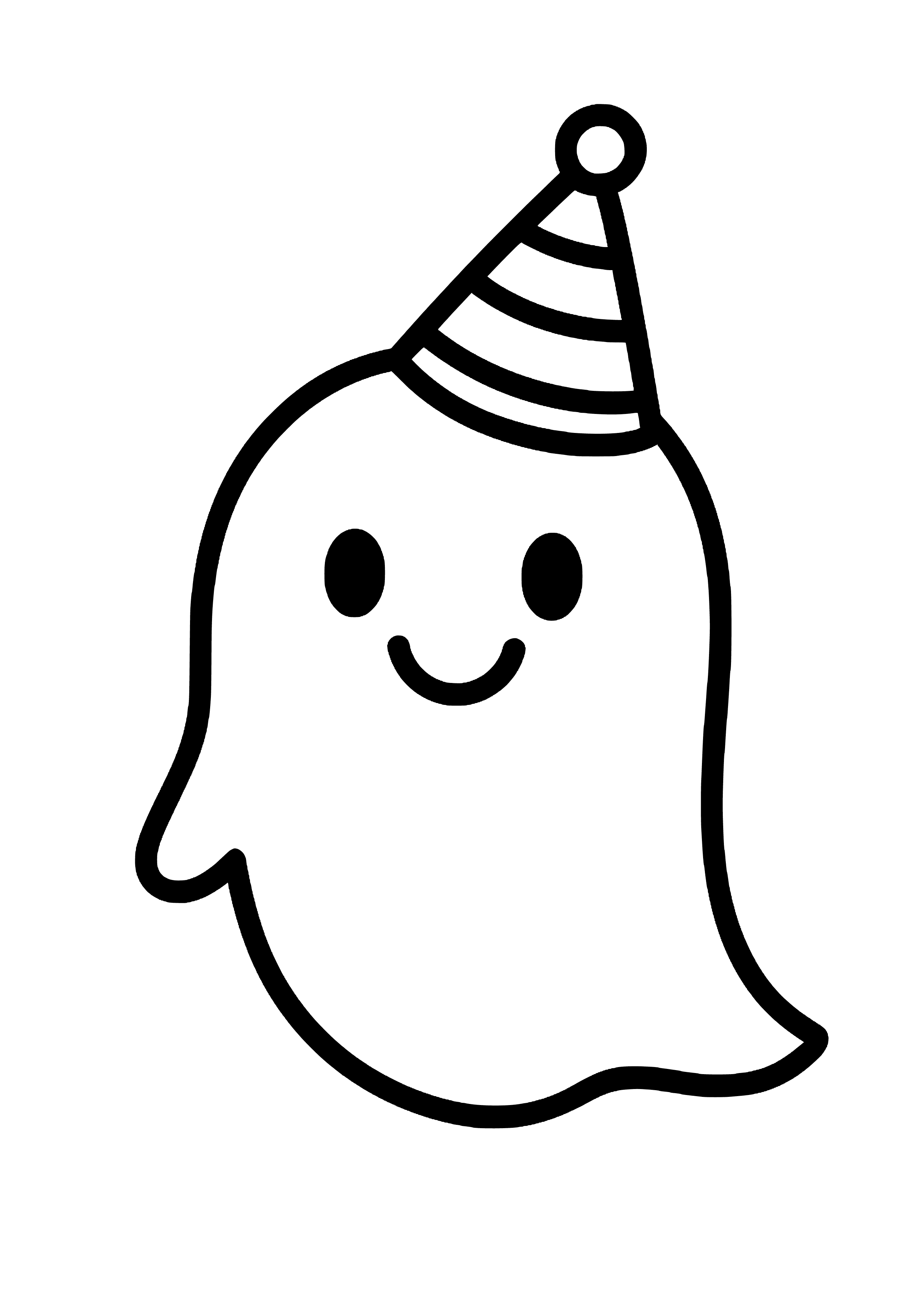 Friendly Ghost with a Party Hat Coloring Page