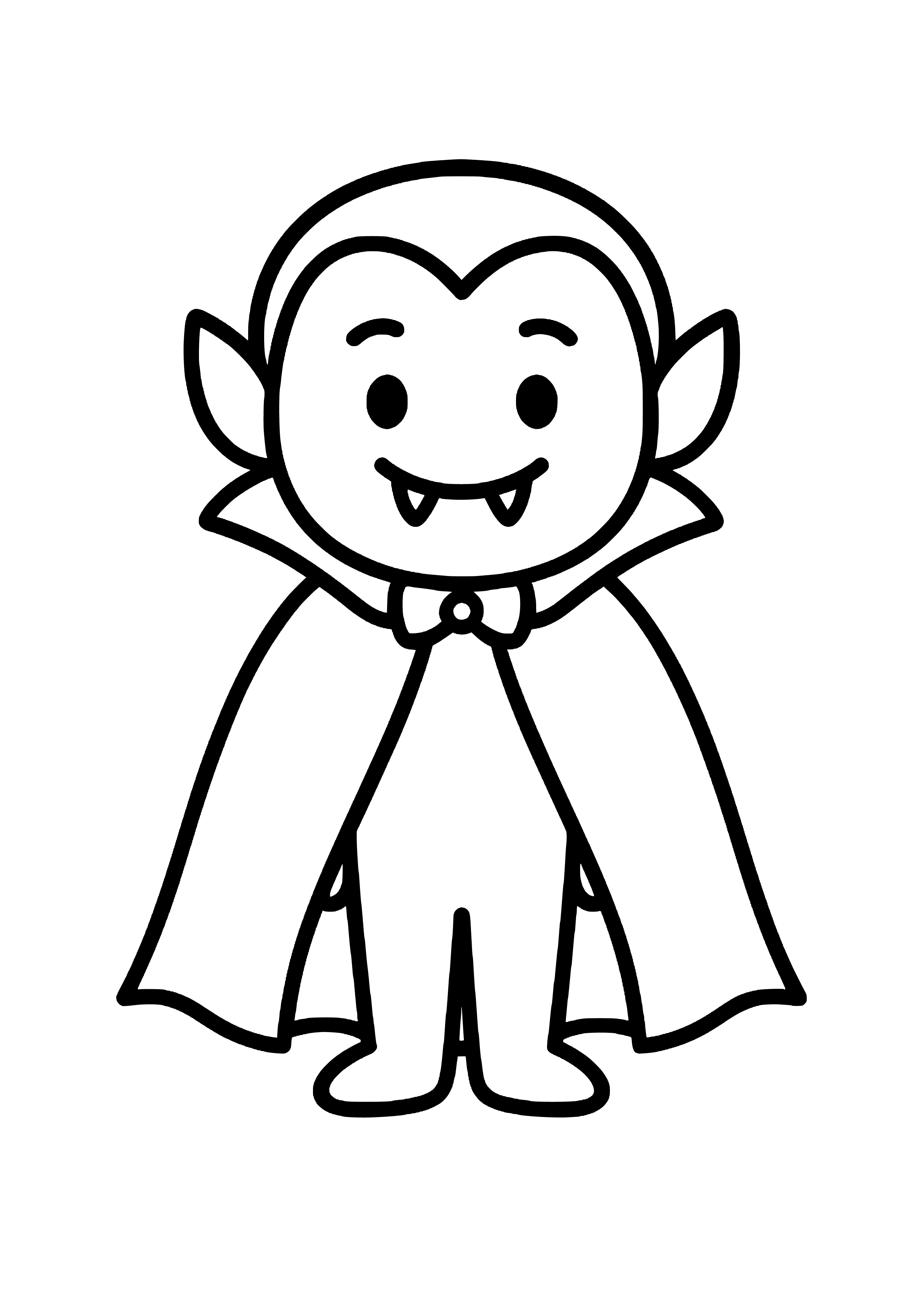 Friendly Vampire with a Cape Coloring Page