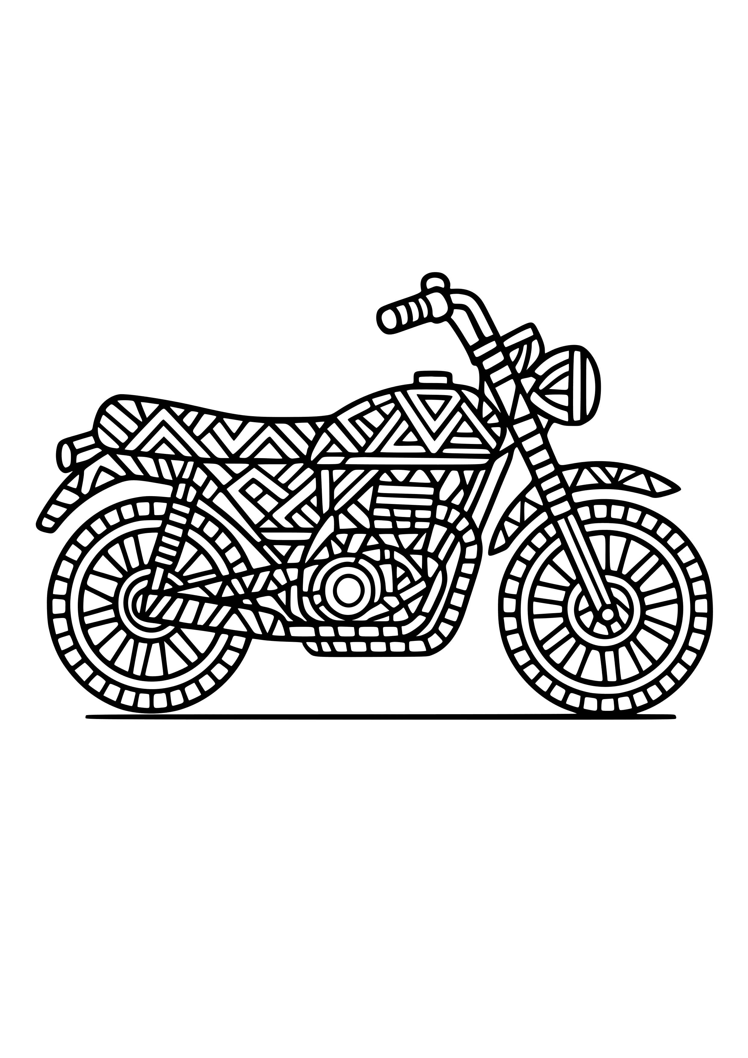 Geometric Patterned Motorbike Coloring Page
