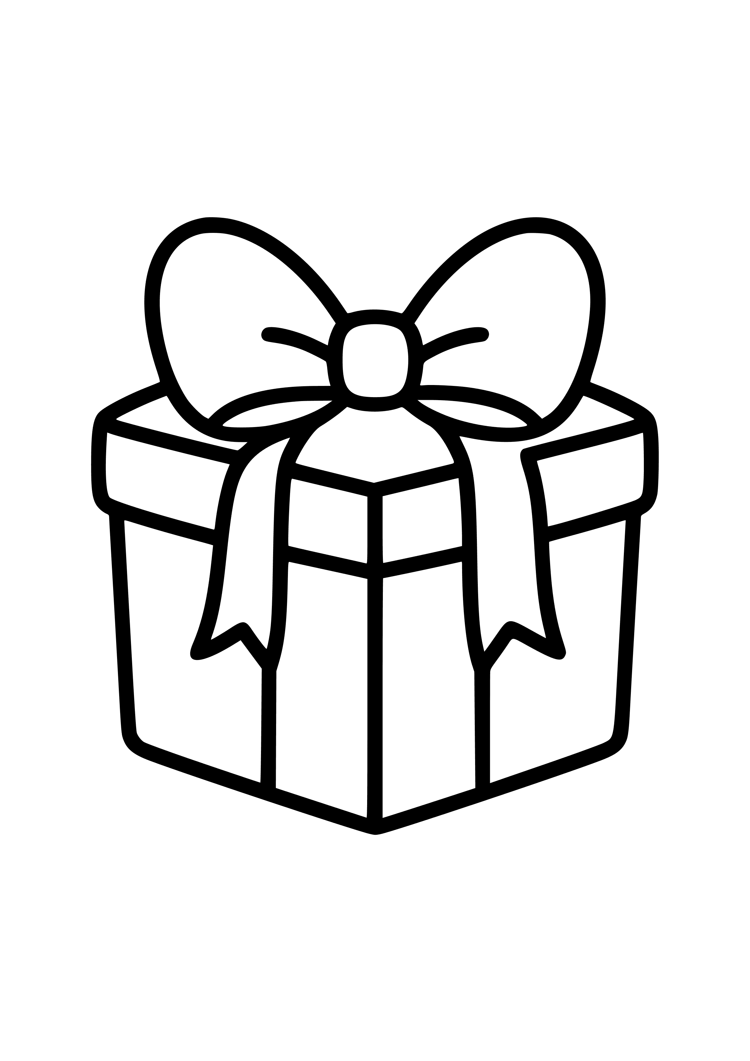 Gift Box with a Big Bow Coloring Page