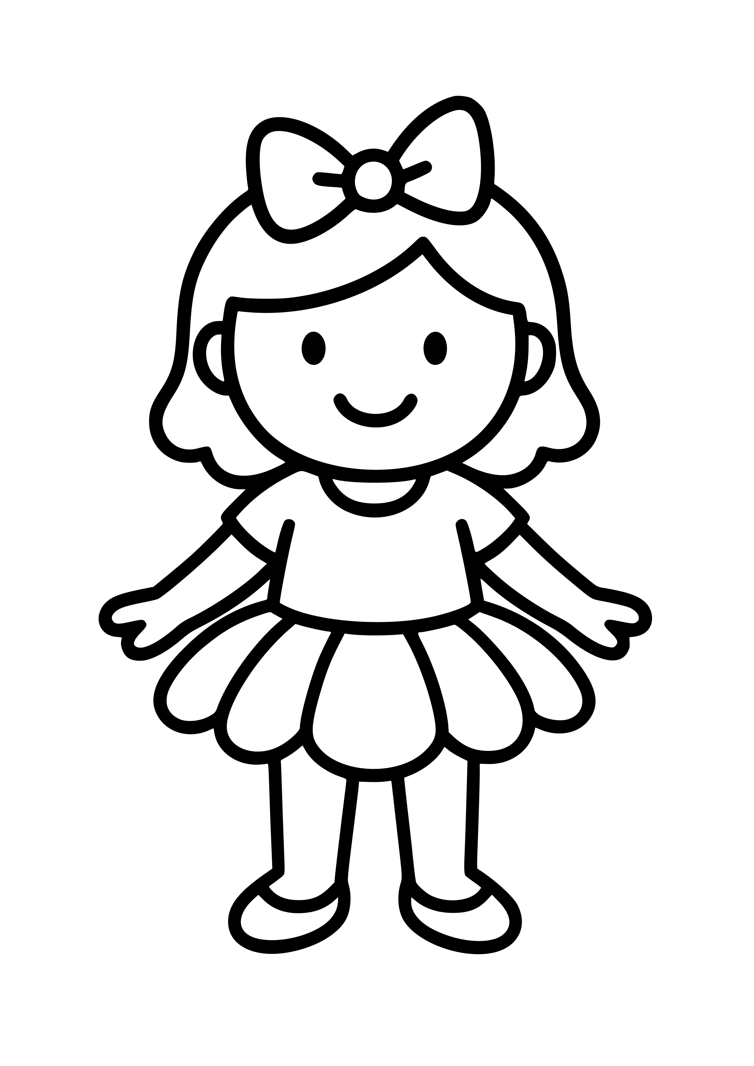 Girl in a Colorful Tutu Coloring Page