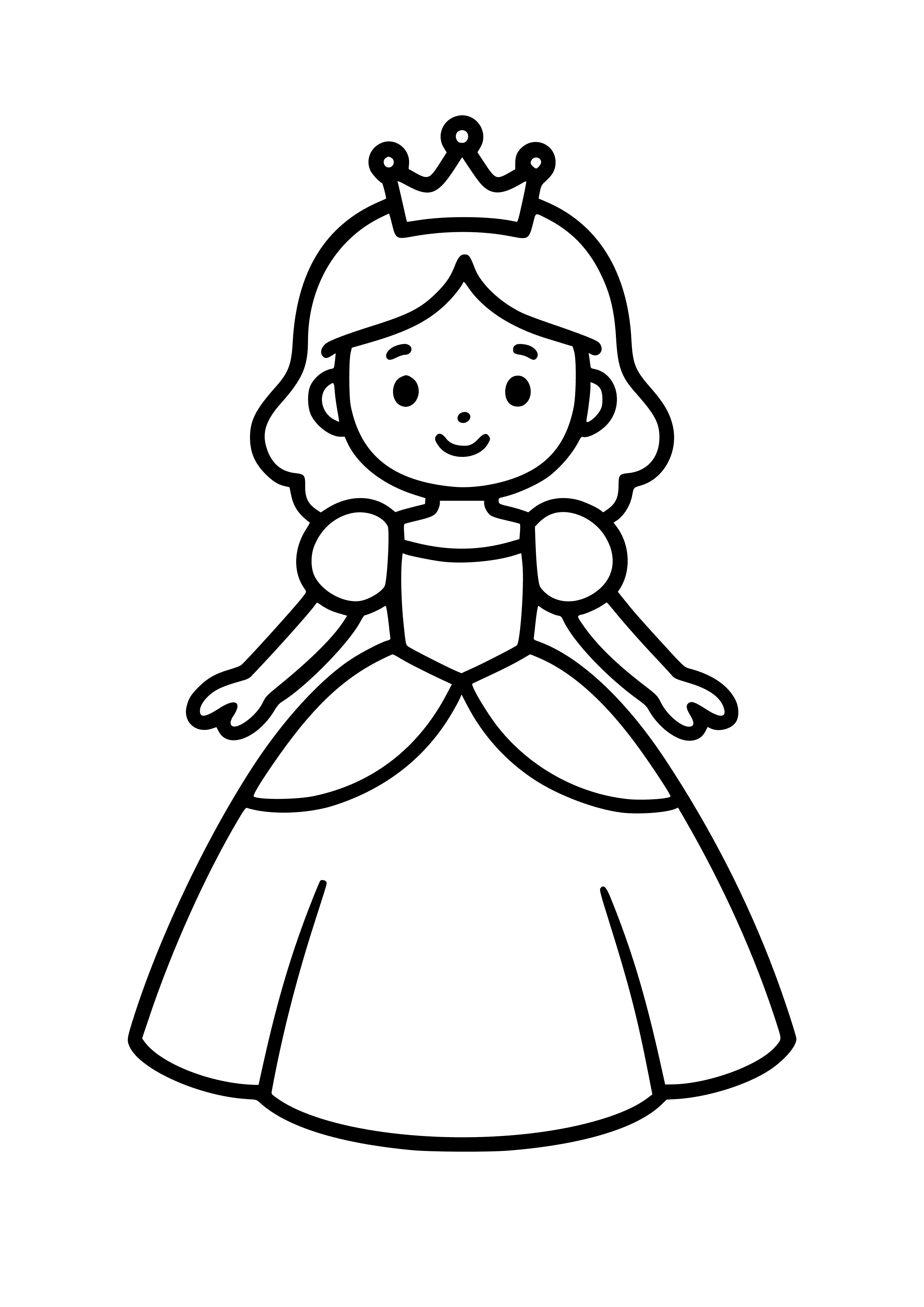 Girl in a Fairy Tale Princess Gown Coloring Page