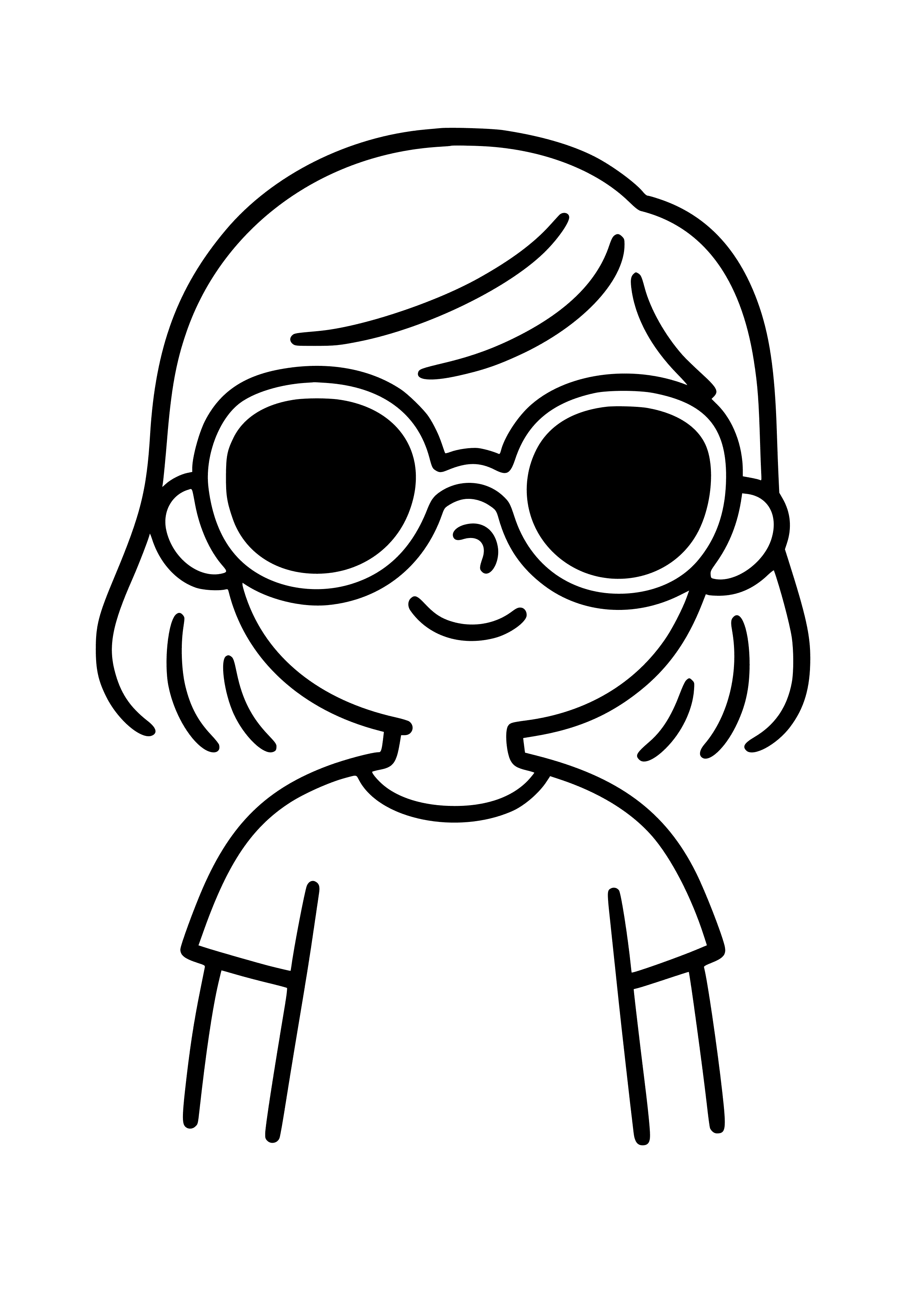 Girl Wearing Oversized Sunglasses Coloring Page