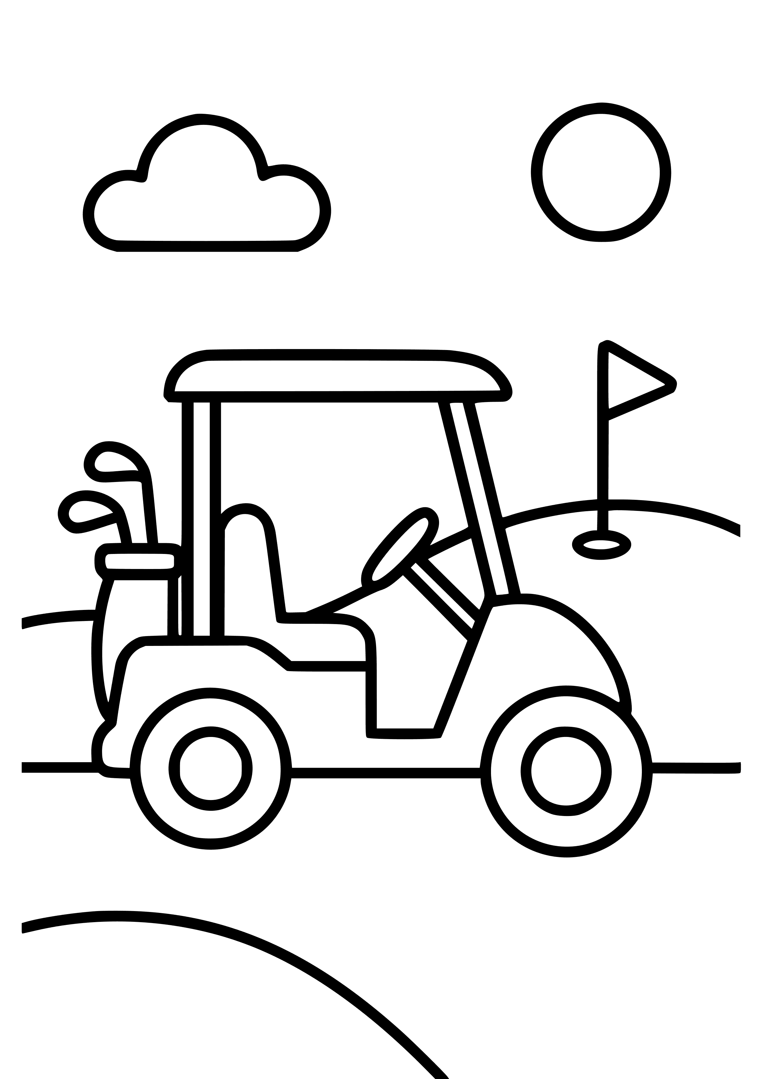 Golf Cart Driving on a Course Coloring Page