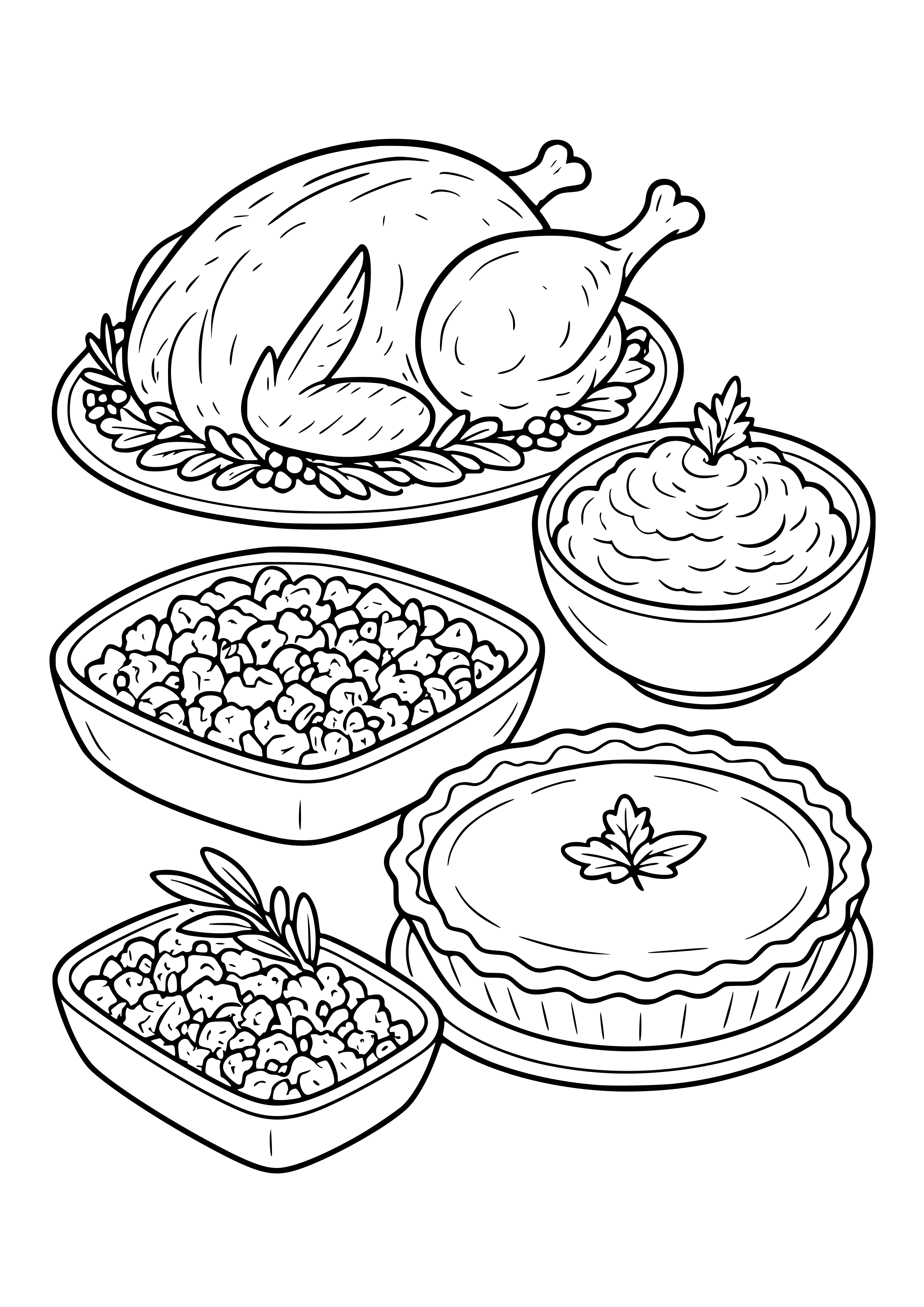Gourmet Dishes for Thanksgiving Coloring Page