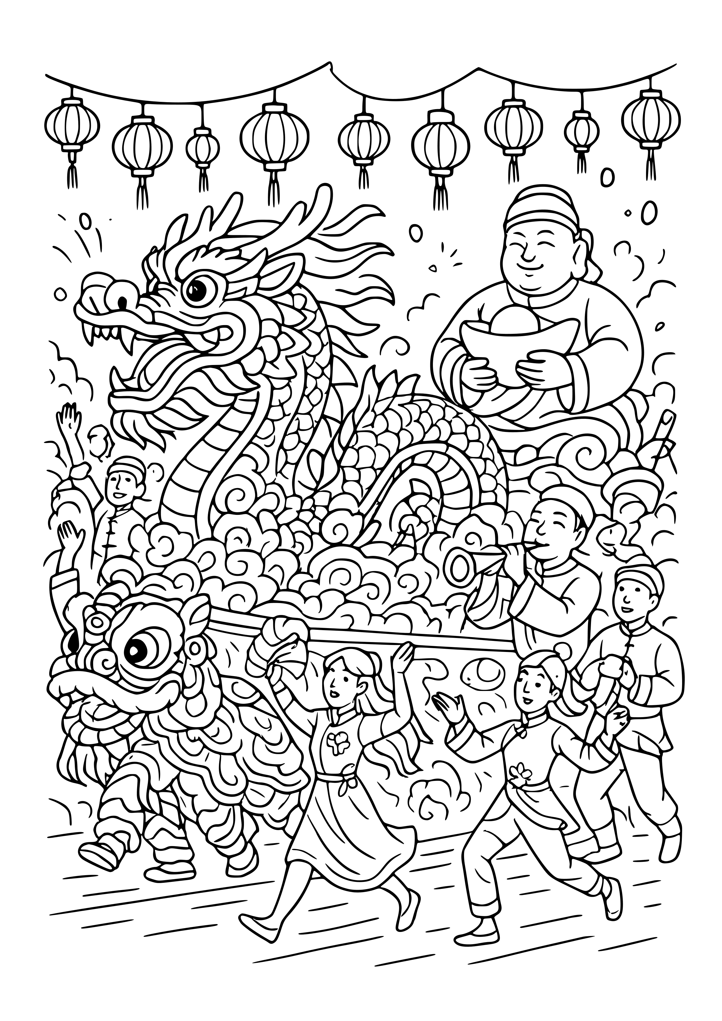 Grand Parade with Floats and Performers Coloring Page