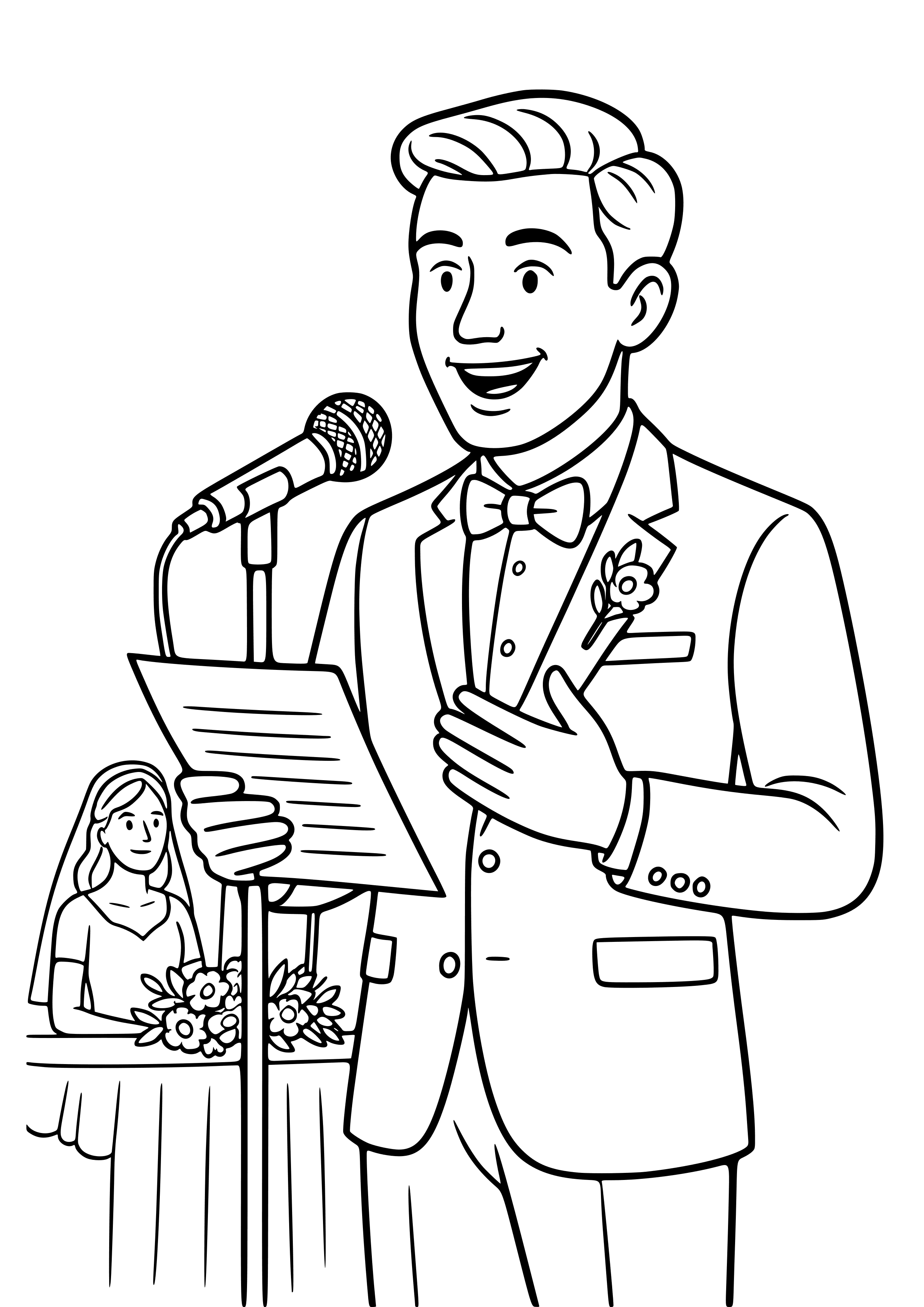 Groom's Best Man Giving a Speech Coloring Page