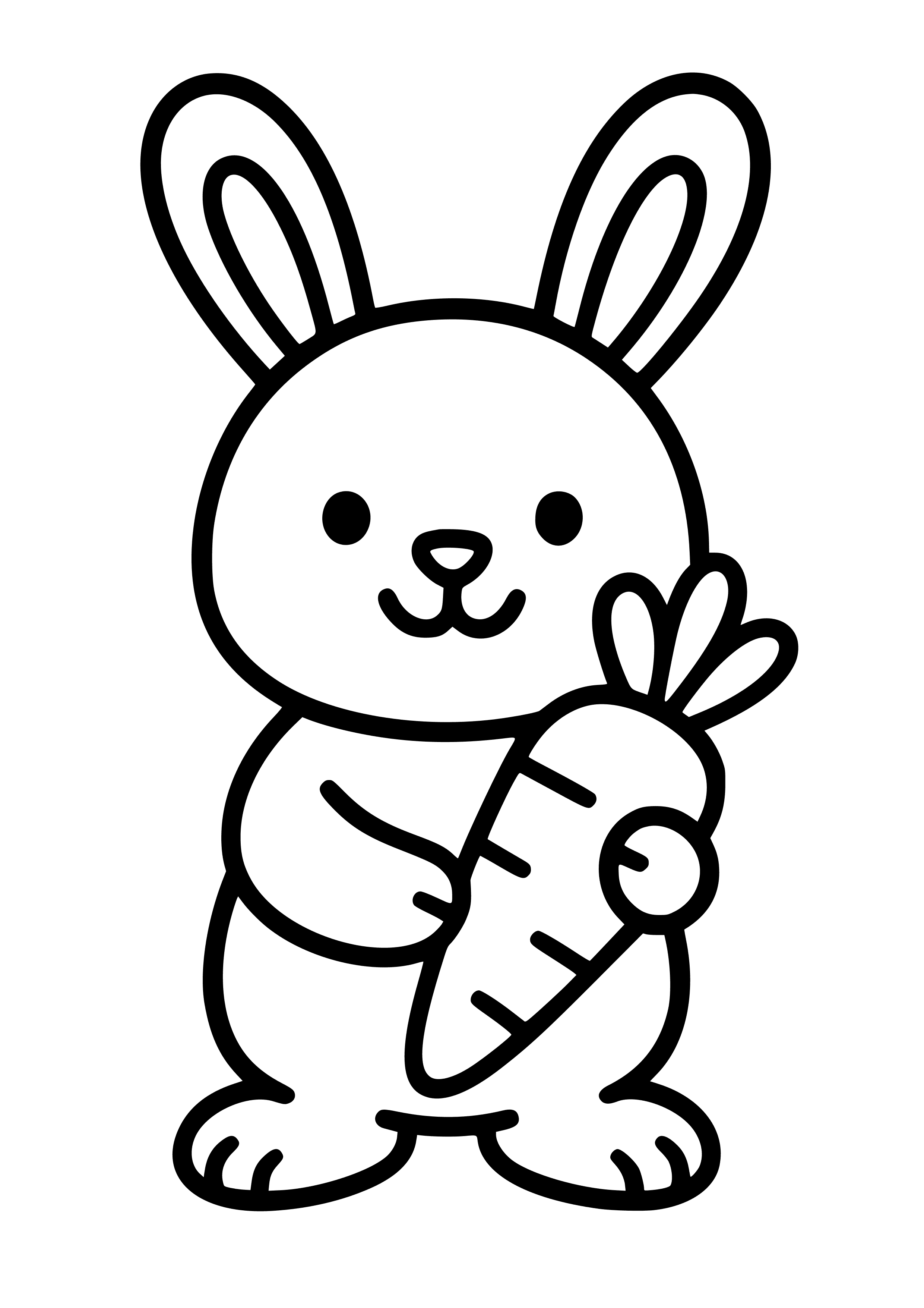 Happy Bunny Holding a Carrot Coloring Page