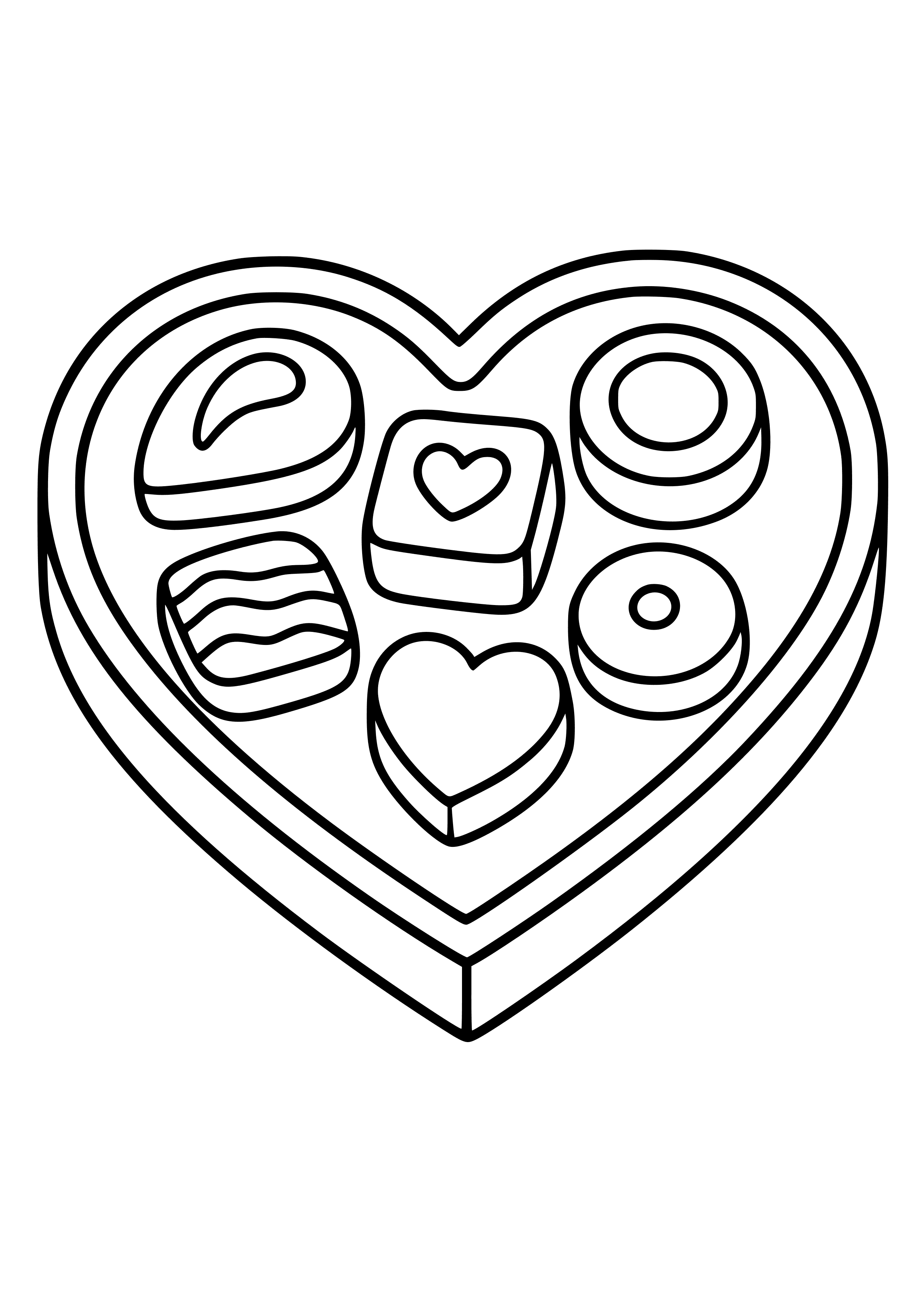 Heart-shaped Box of Chocolates Coloring Page