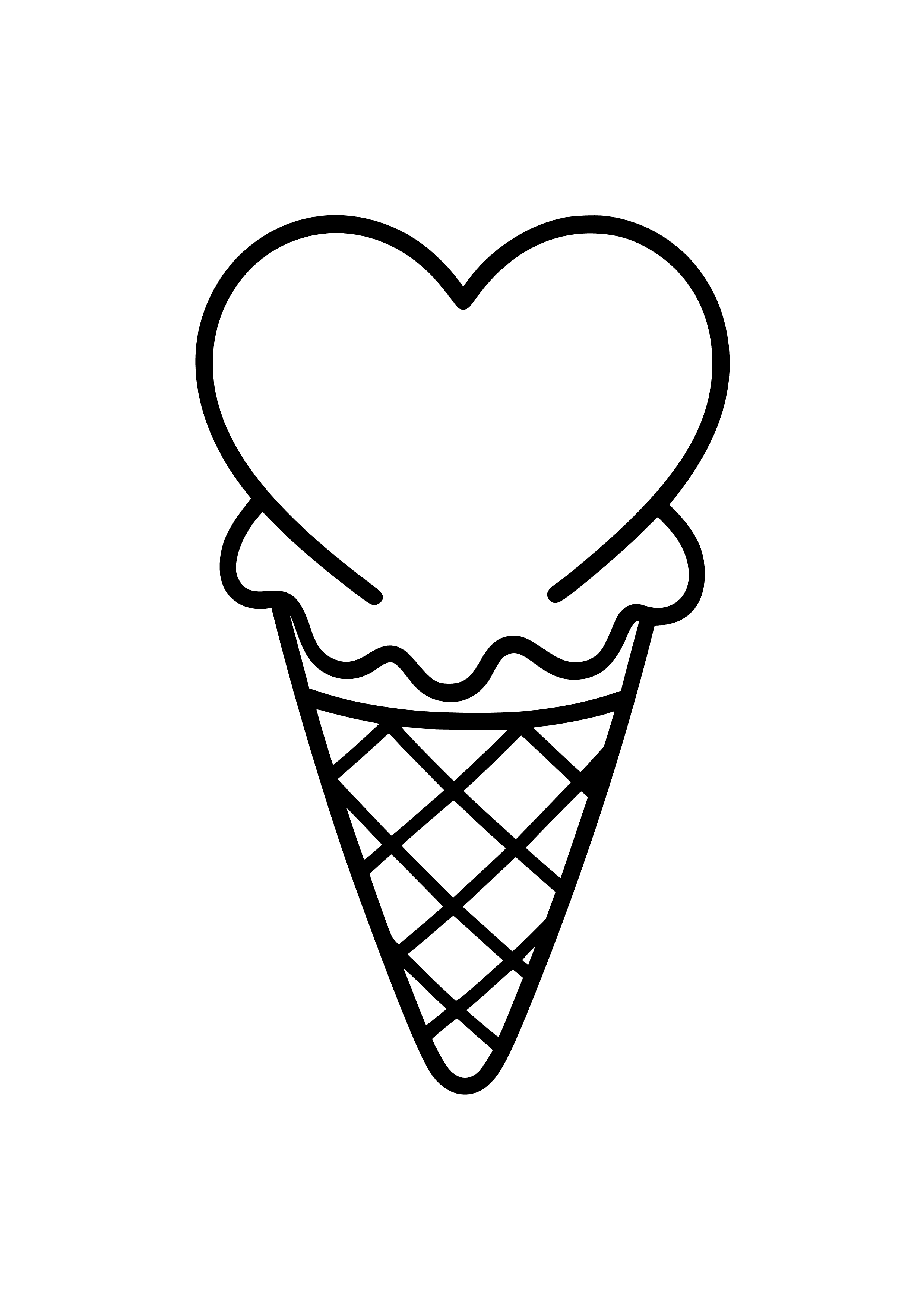Heart-shaped Ice Cream Cone Coloring Page